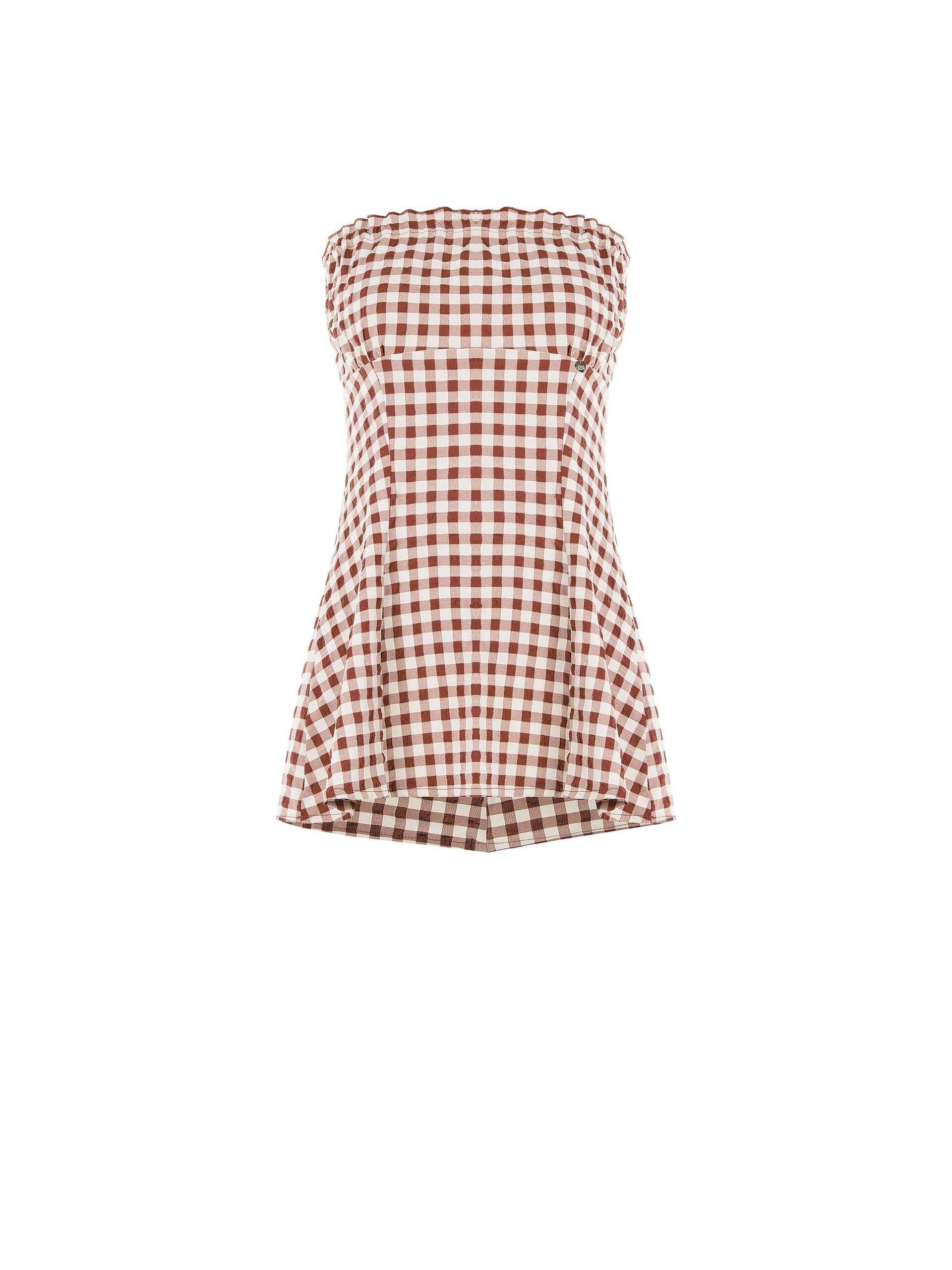 Rinascimento Check Print Long Bandeau Top