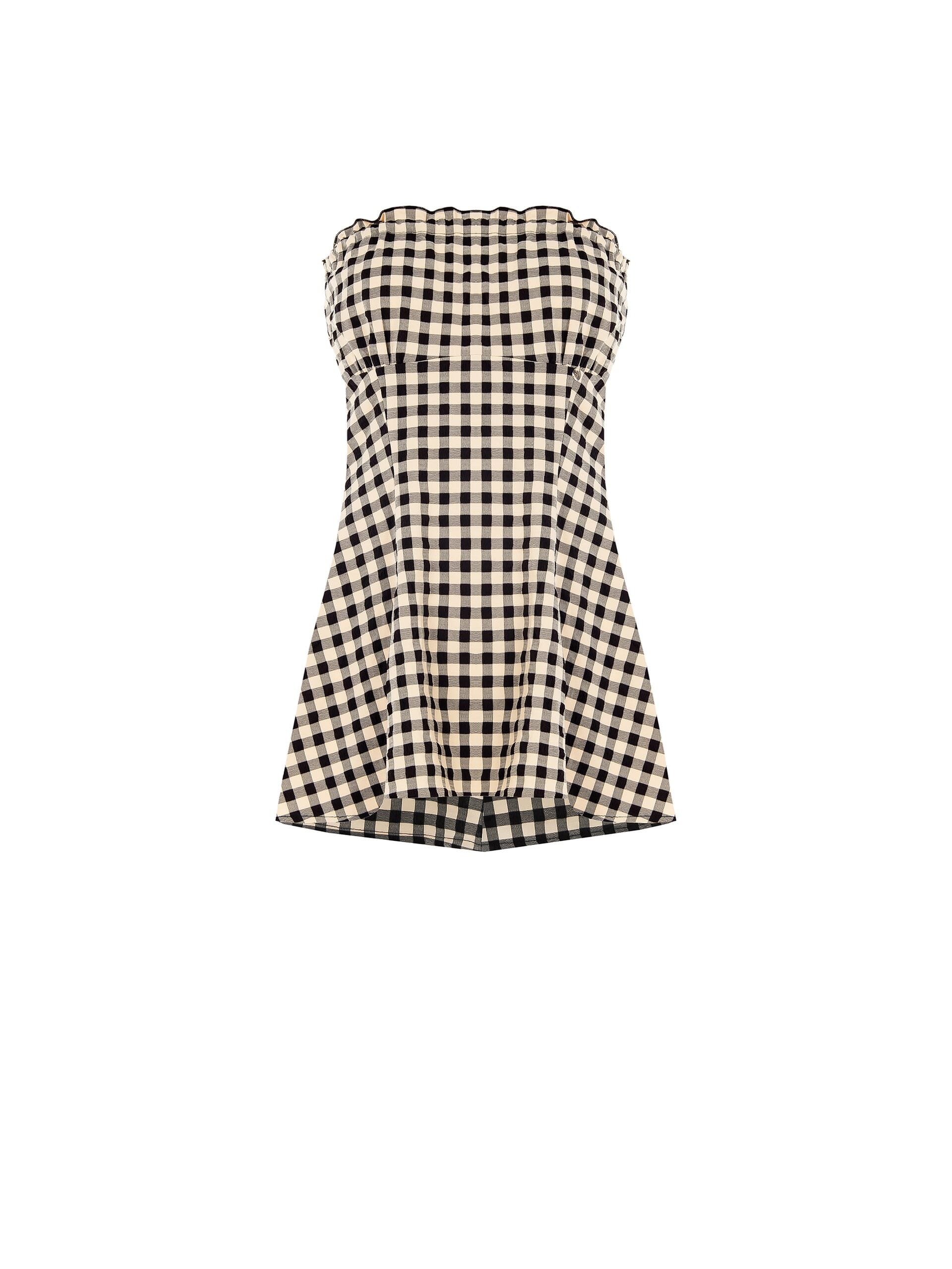 Rinascimento Check Print Long Bandeau Top