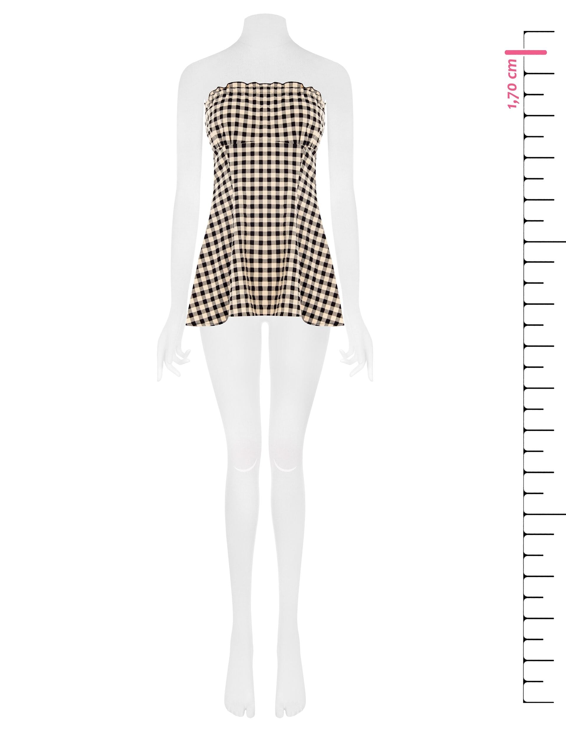 Rinascimento Check Print Long Bandeau Top