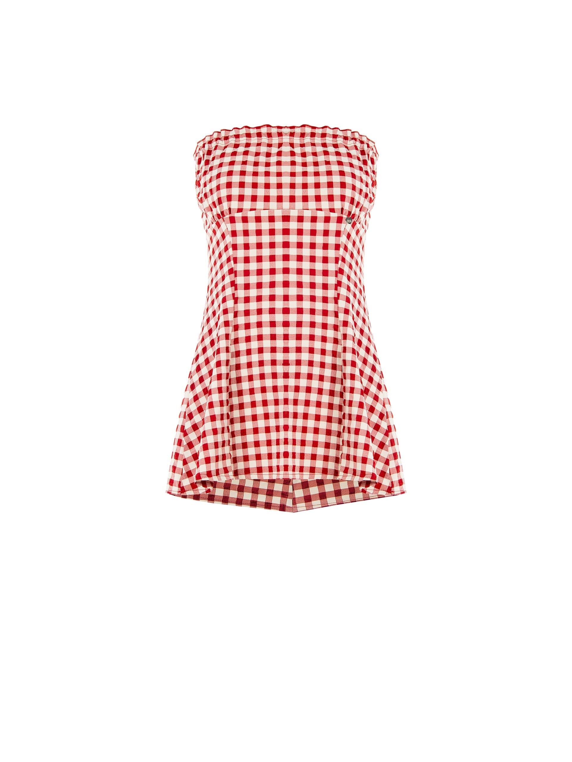 Rinascimento Check Print Long Bandeau Top