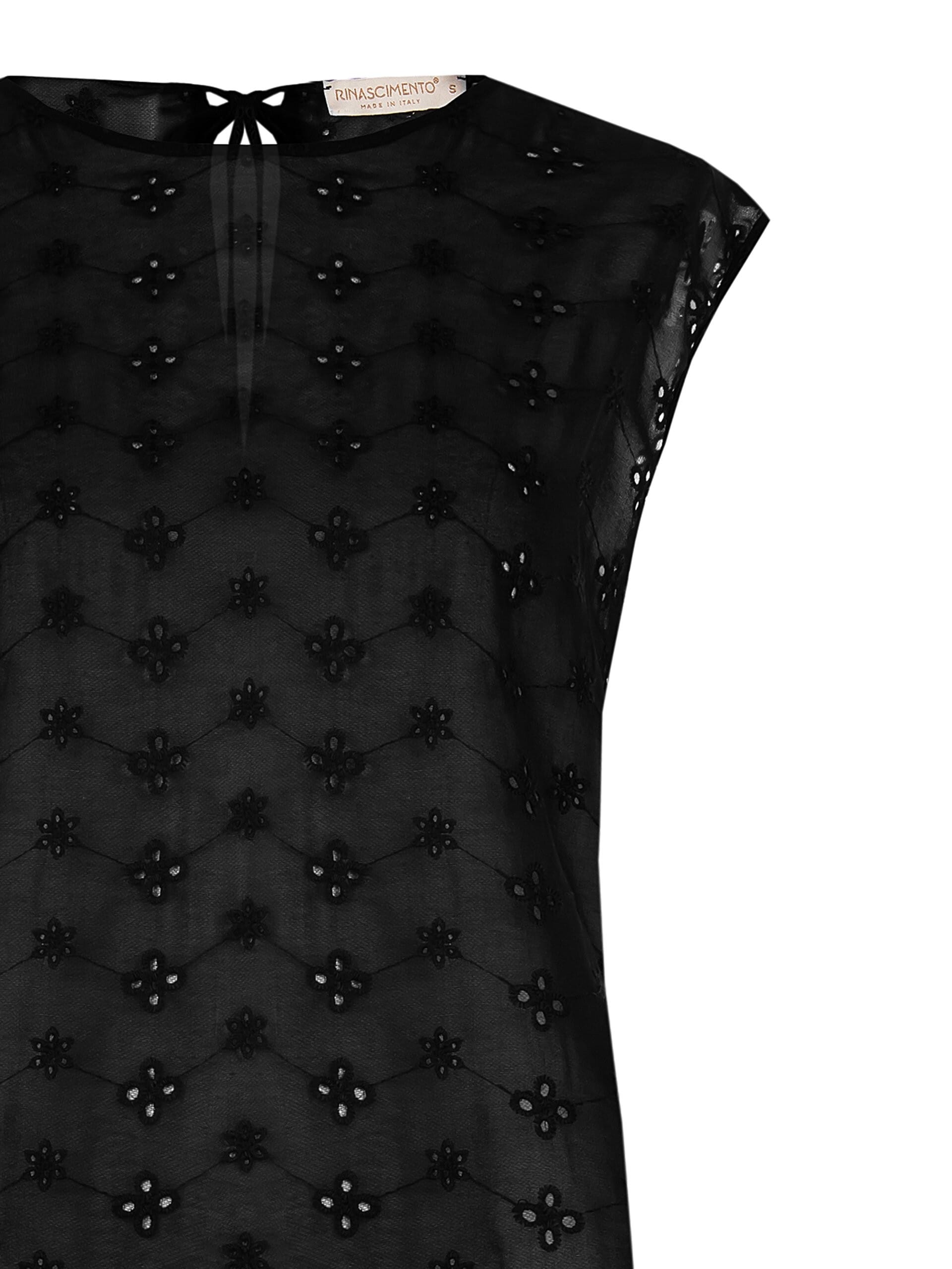 Wide Flower Embroidered Georgette Blouse Rinascimento