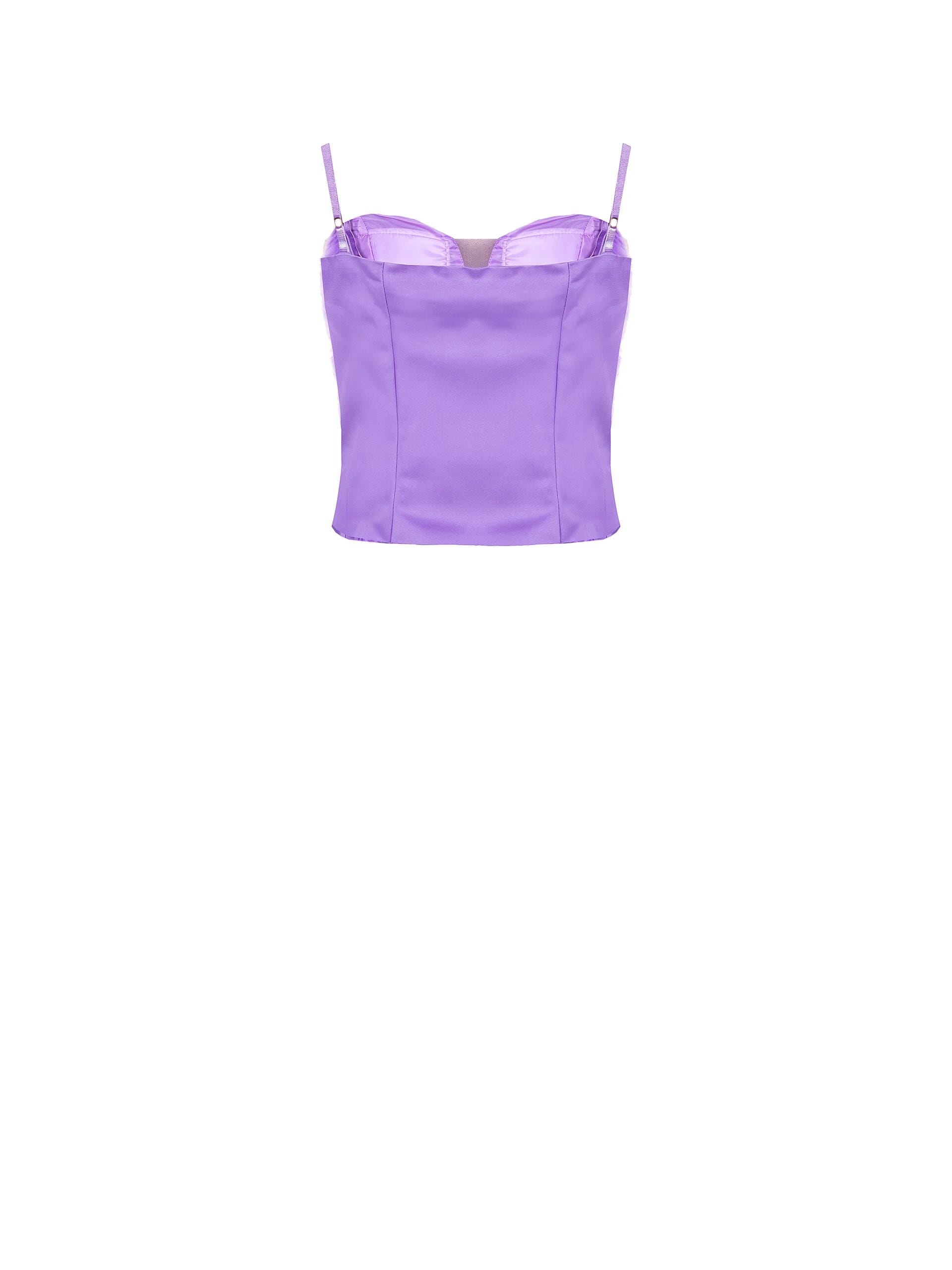 Tulle Bustier Crop Top With Roses Rinascimento