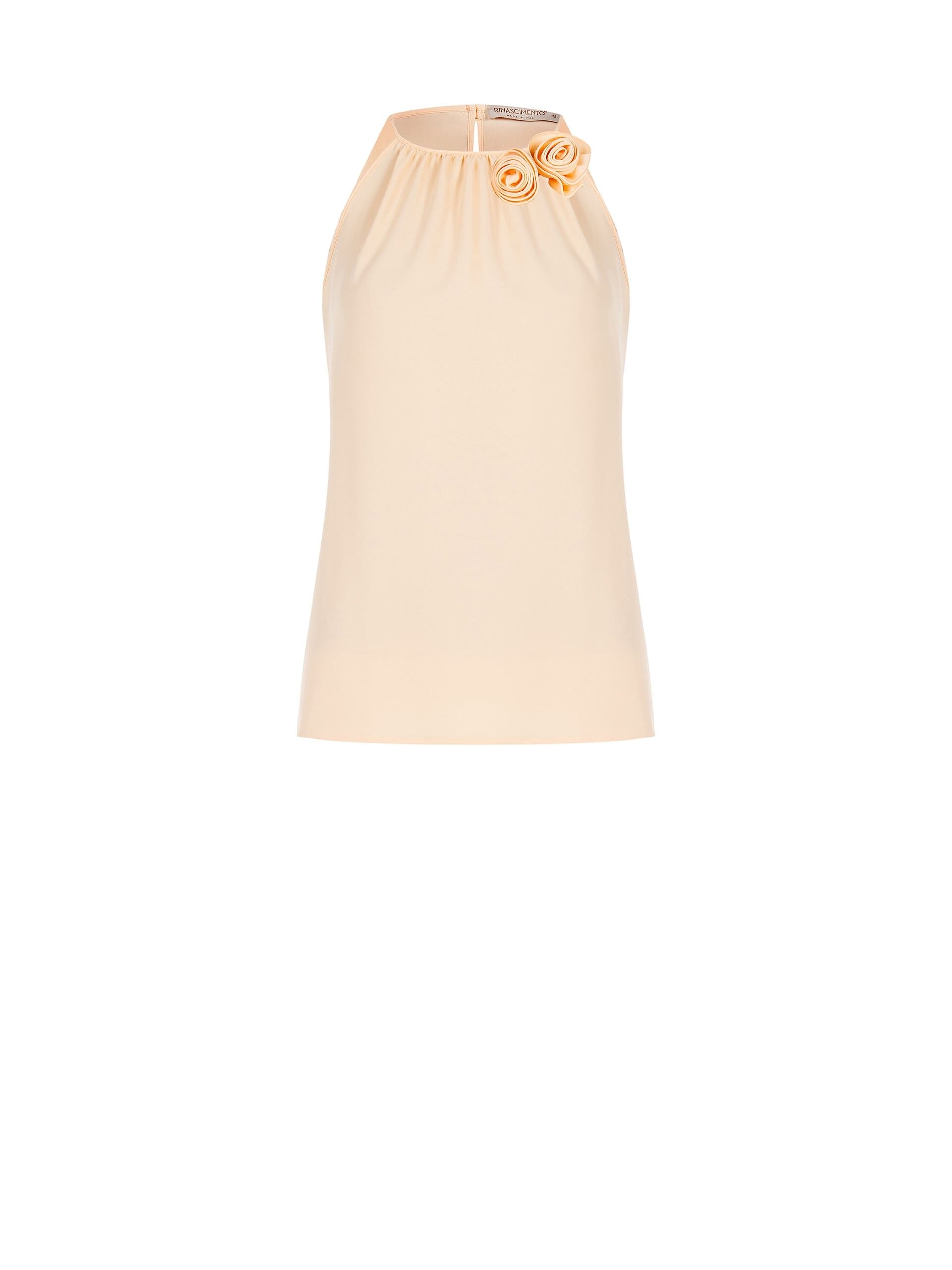 Chemisier A-line fluide en satin opaque avec roses Rinascimento