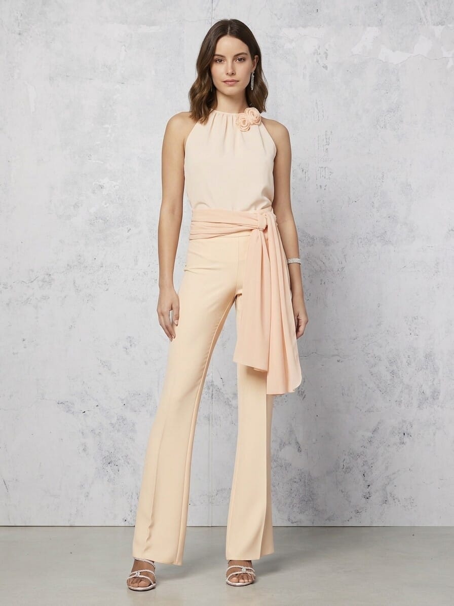 Chemisier A-line fluide en satin opaque avec roses Rinascimento