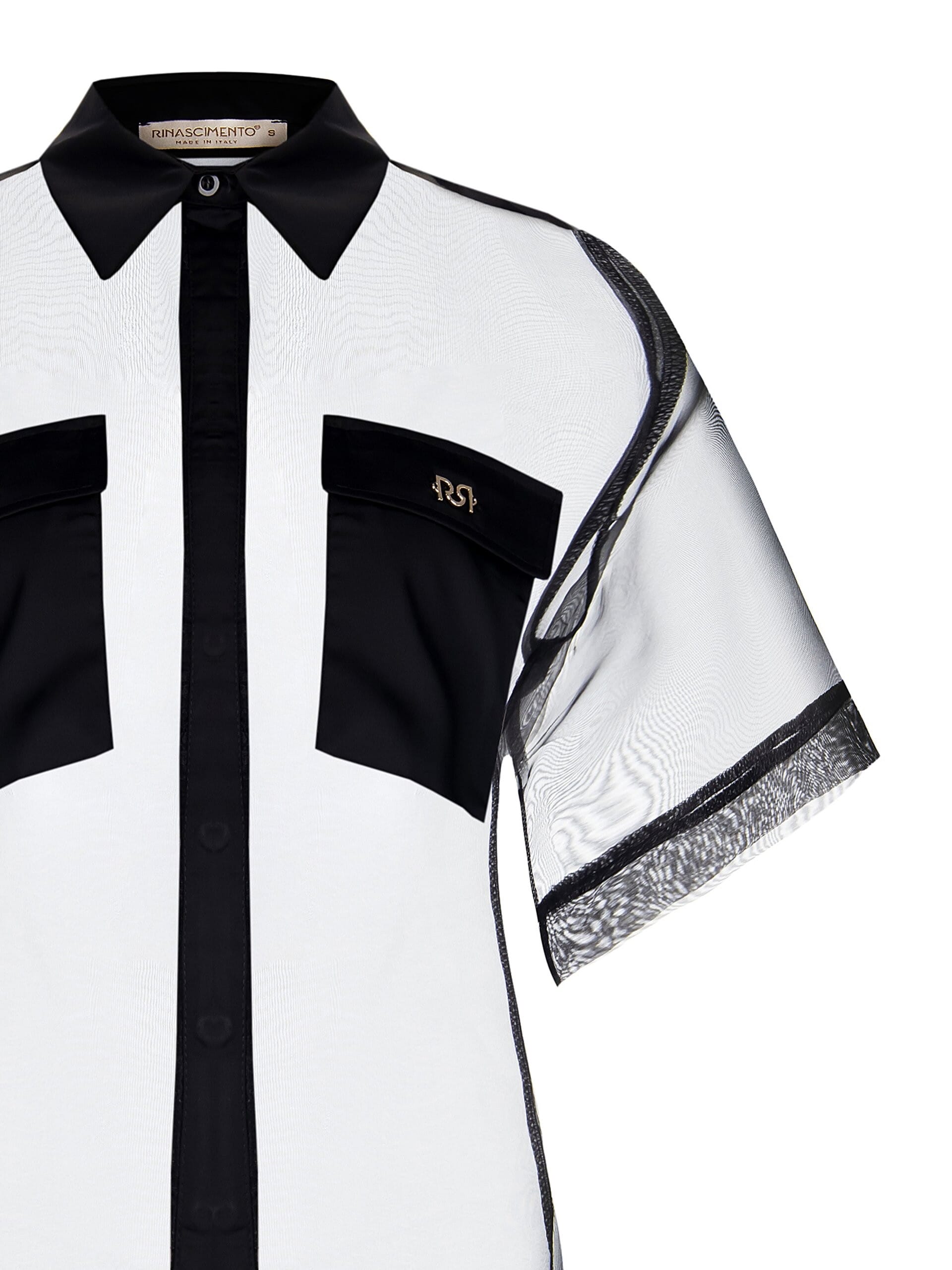 Square Organza Shirt With Satin Pockets With Logo Rinascimento