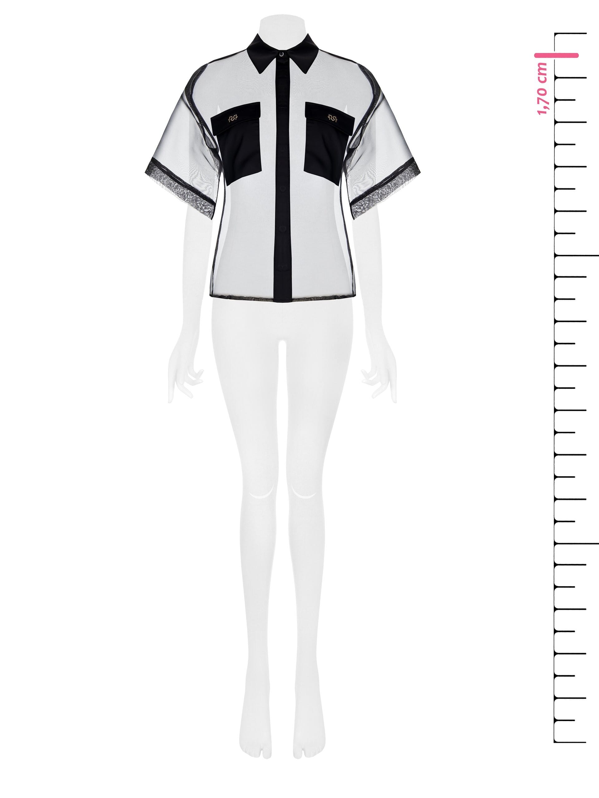 Square Organza Shirt With Satin Pockets With Logo Rinascimento