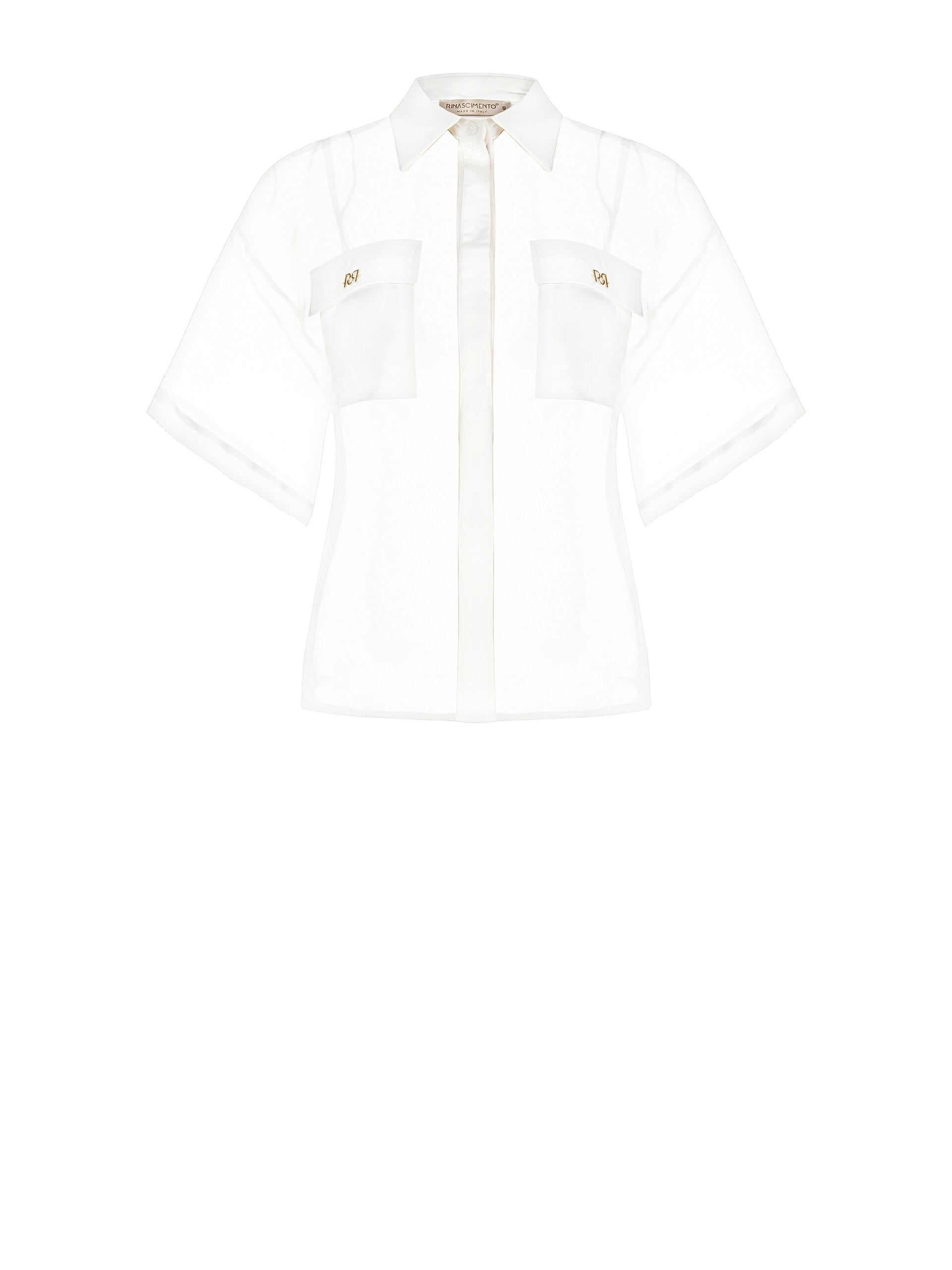 Square Organza Shirt With Satin Pockets With Logo Rinascimento