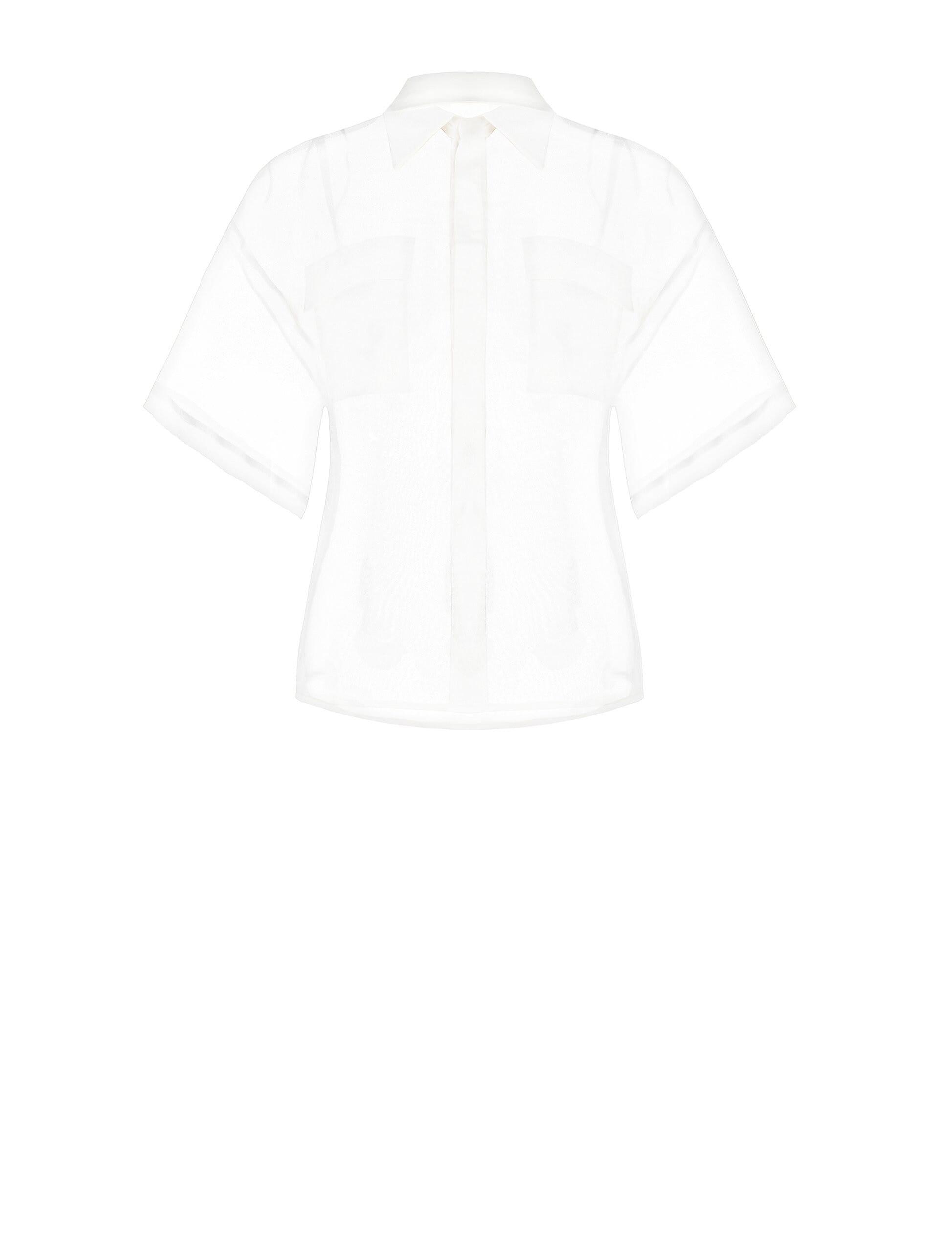 Square Organza Shirt With Satin Pockets With Logo Rinascimento