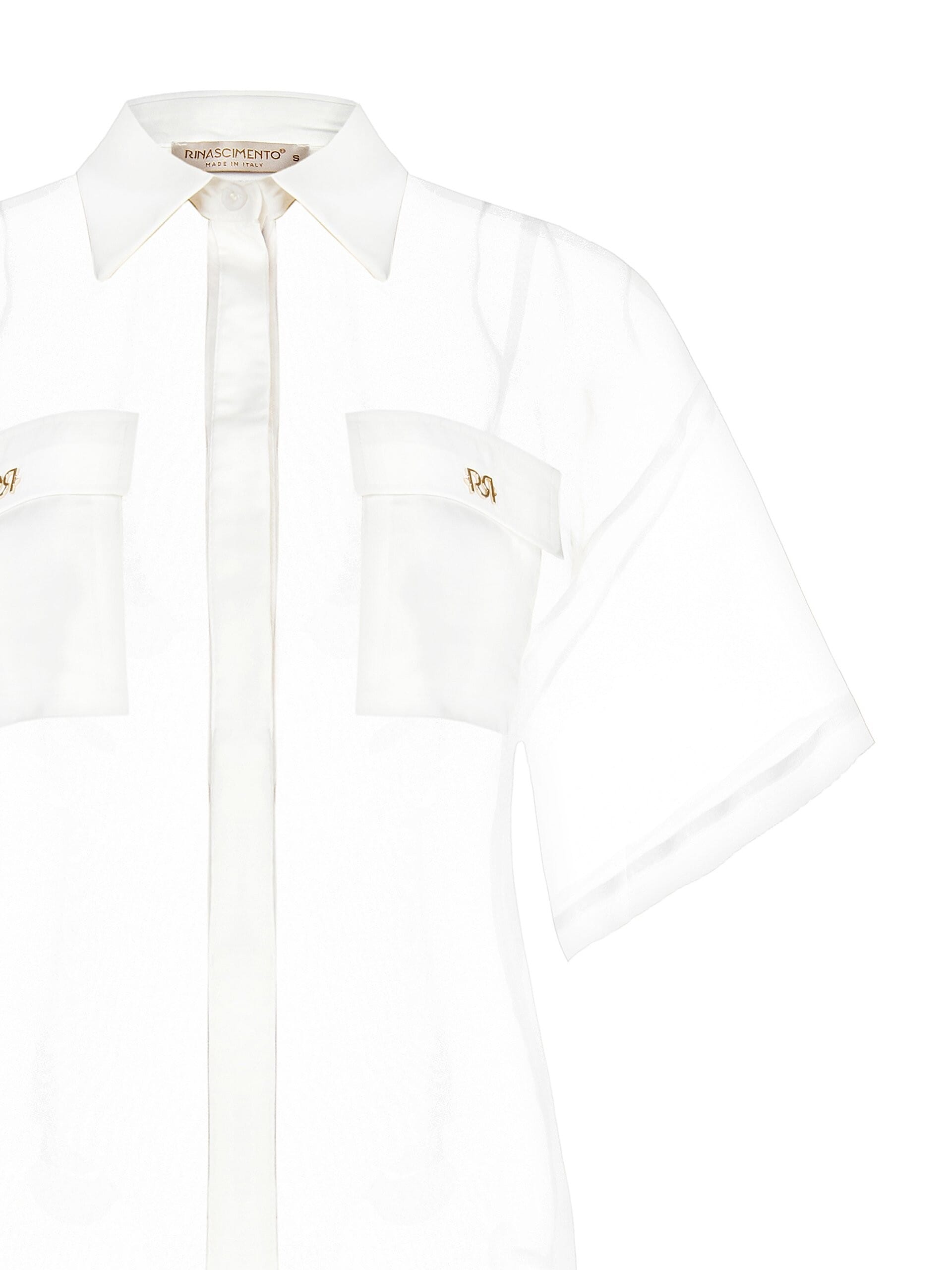 Square Organza Shirt With Satin Pockets With Logo Rinascimento