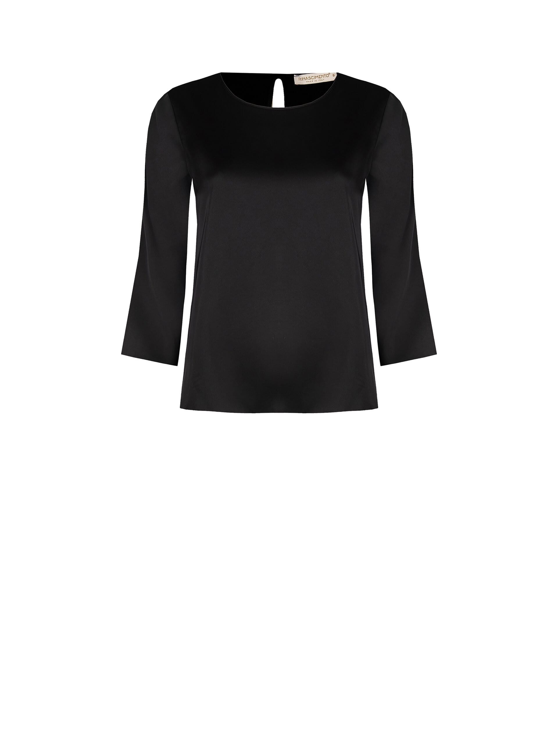 Wide Square Satin Blouse With 3/4 Length Sleeves Rinascimento