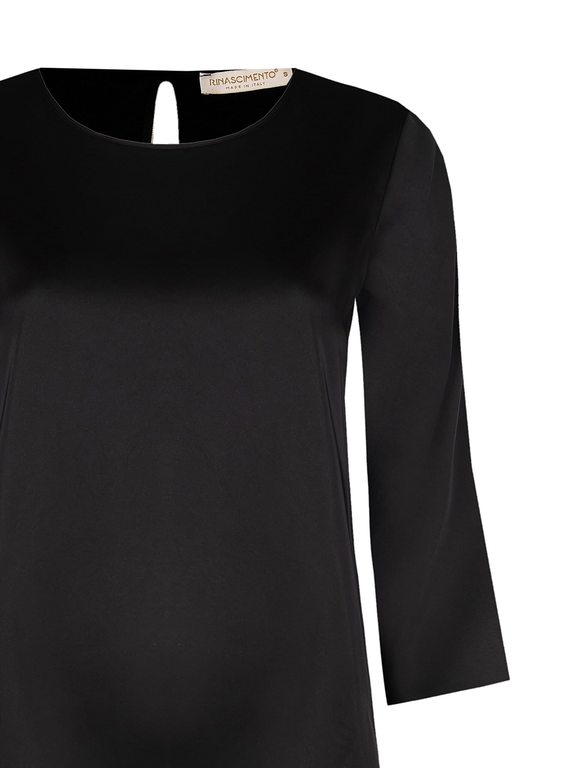 Wide Square Satin Blouse With 3/4 Length Sleeves Rinascimento