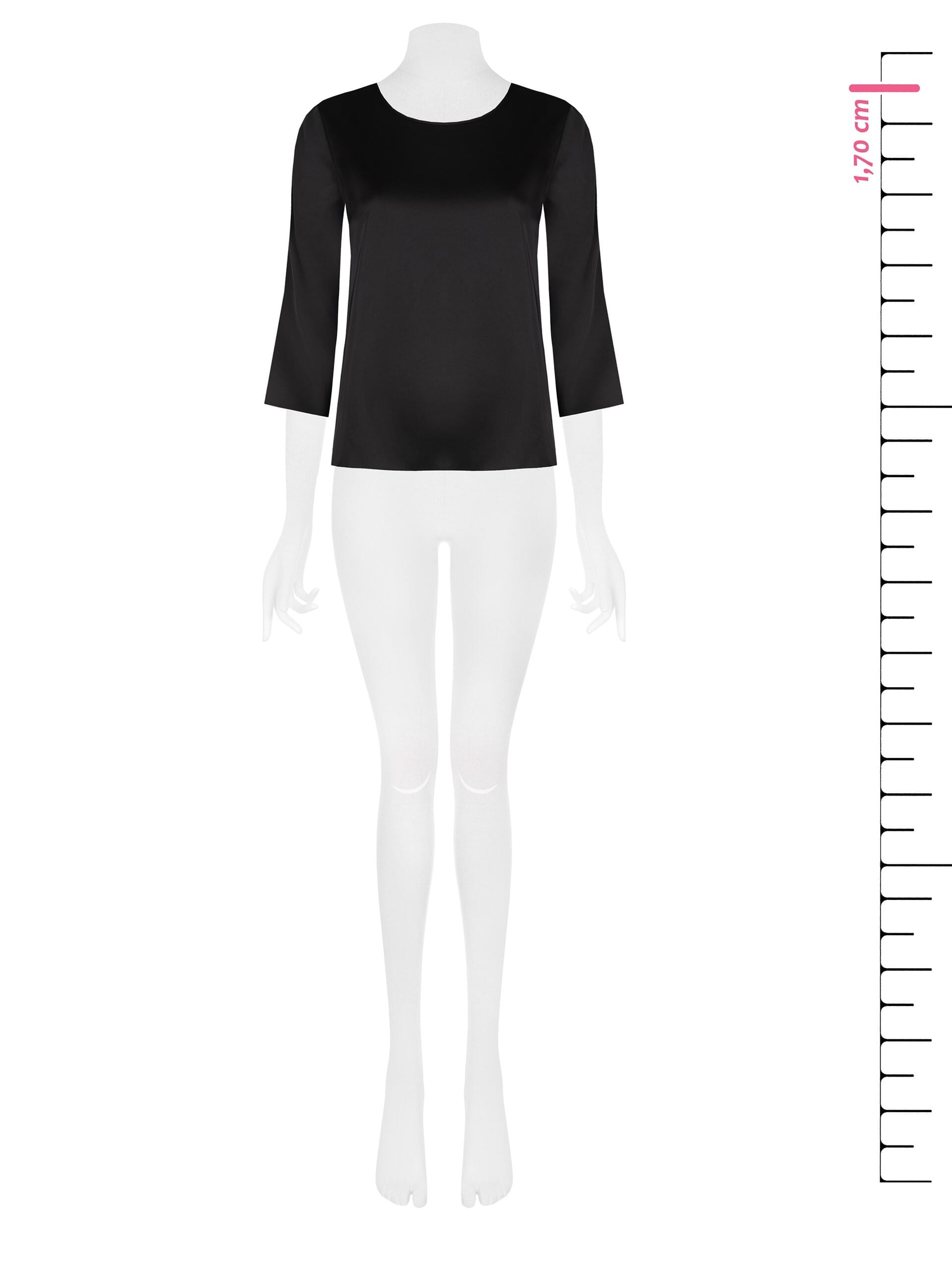 Wide Square Satin Blouse With 3/4 Length Sleeves Rinascimento