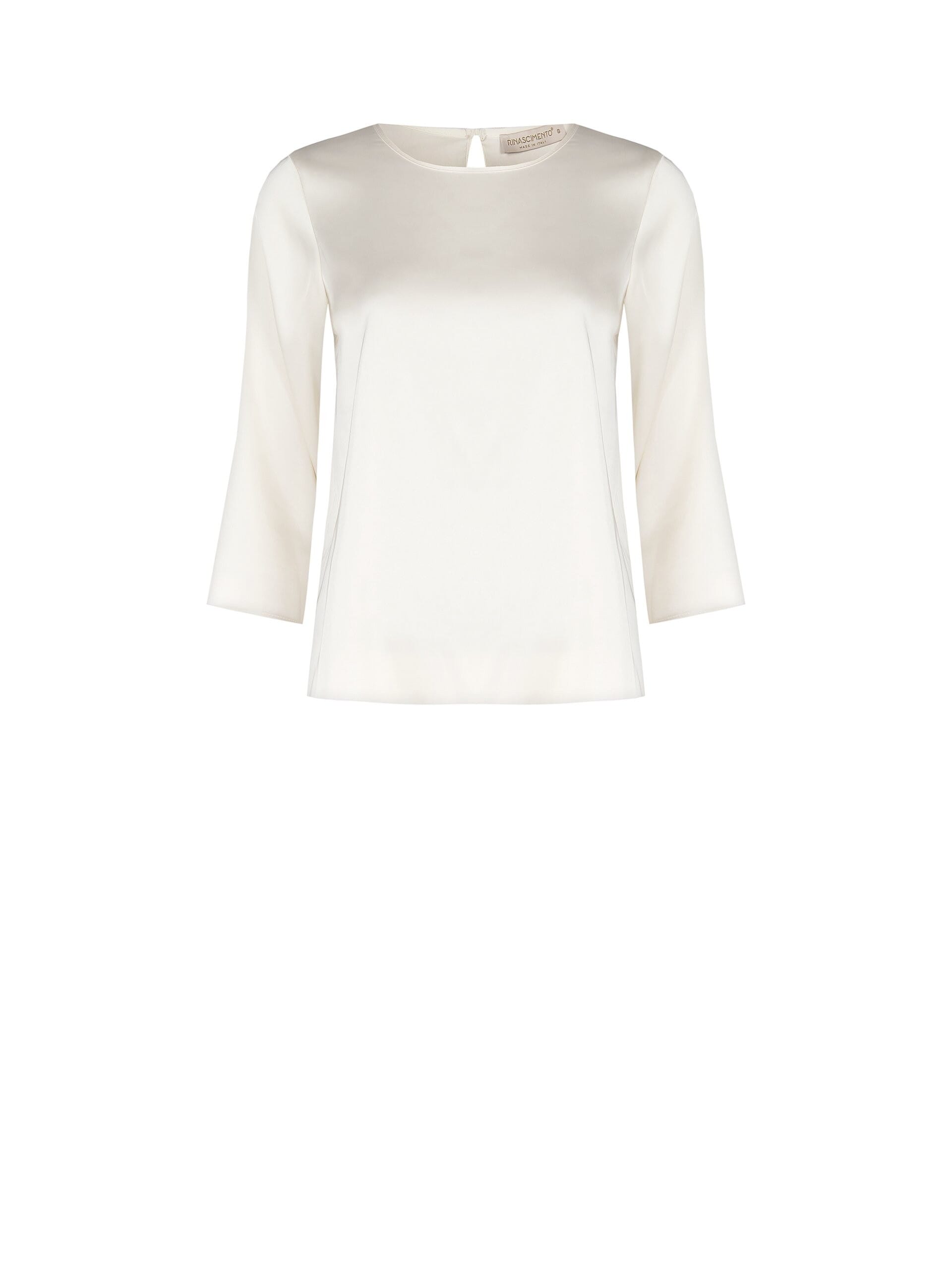 Wide Square Satin Blouse With 3/4 Length Sleeves Rinascimento