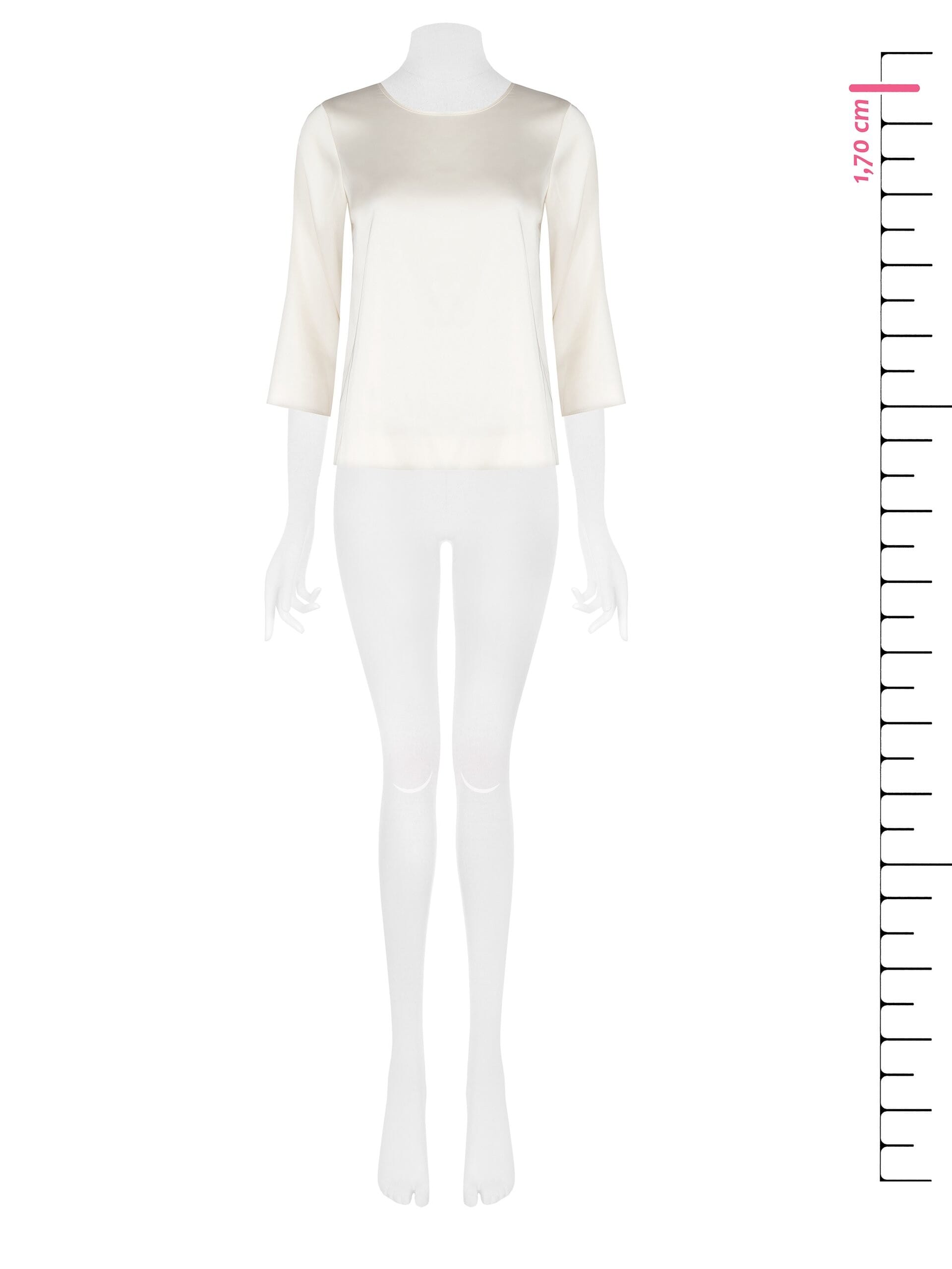 Wide Square Satin Blouse With 3/4 Length Sleeves Rinascimento