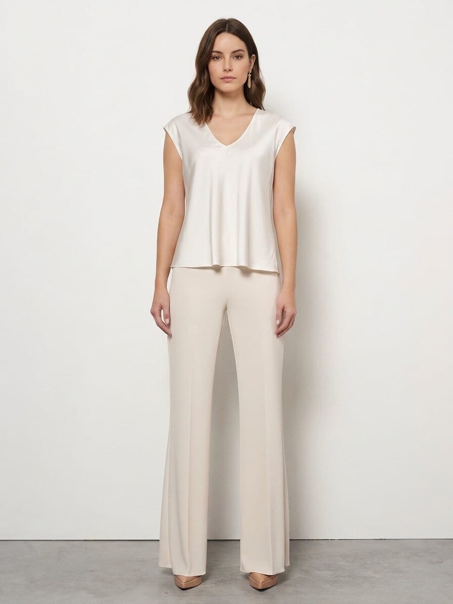 Fluid Satin V-neck Blouse Rinascimento