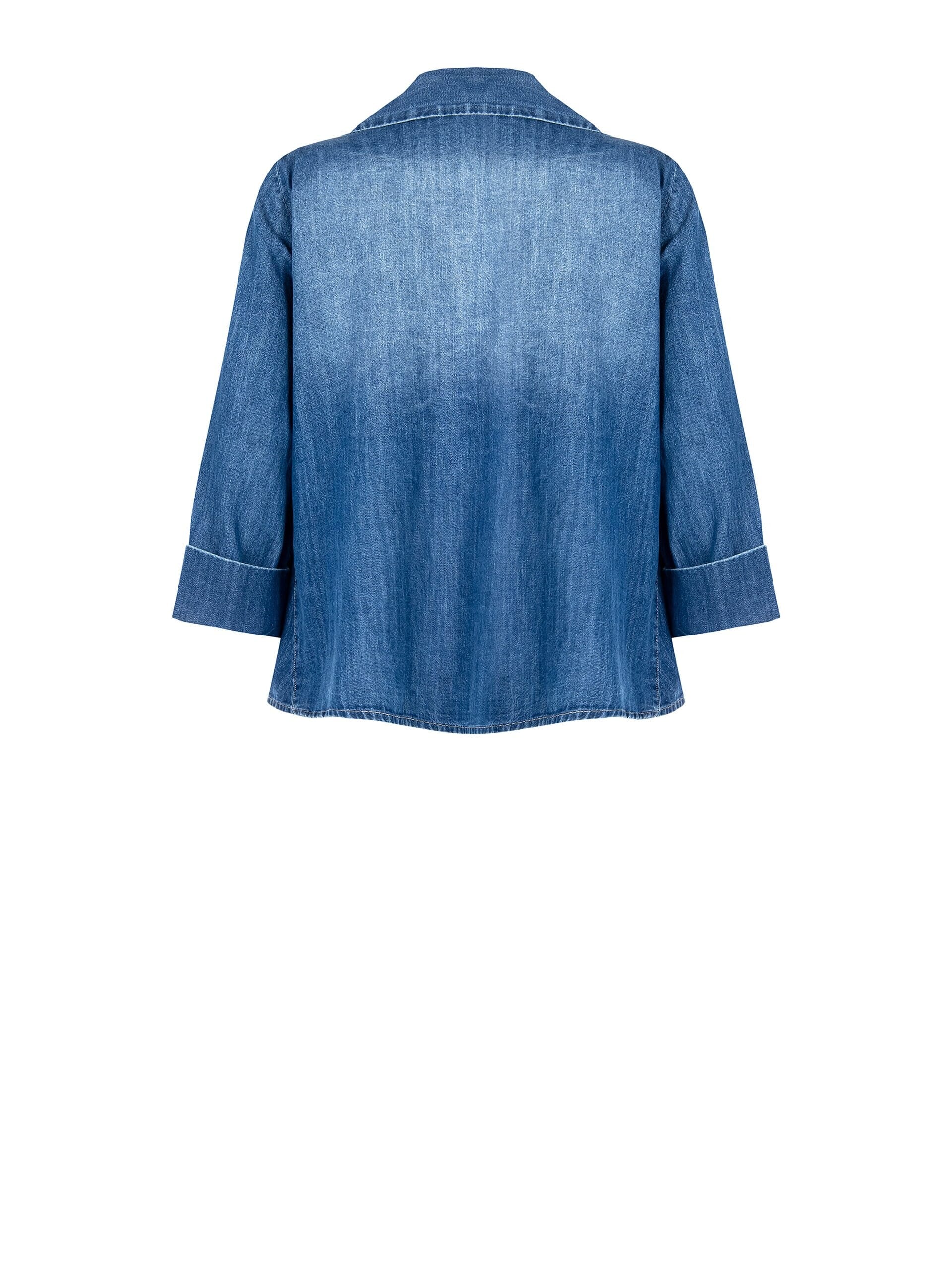 Denim Wide Apeze Shirt With 3/4 Length Sleeves Rinascimento