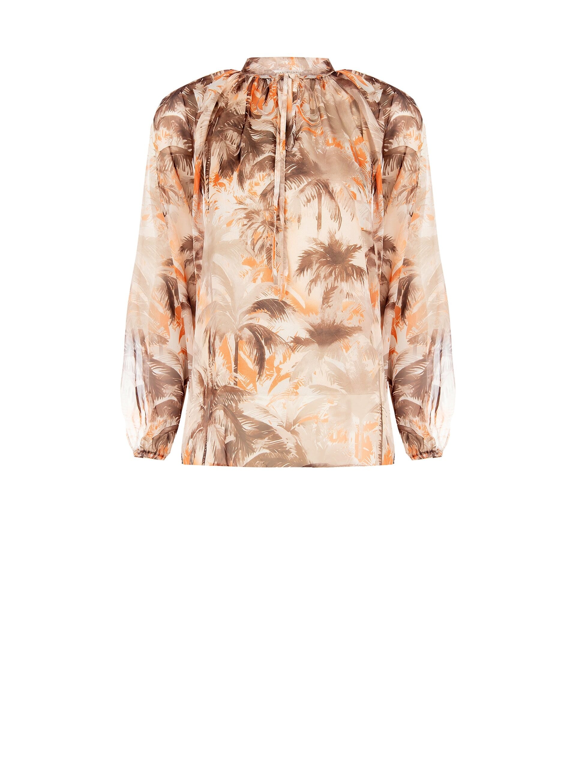 Loose And Flowing Printed Chiffon Blouse With Neck Laces Rinascimento