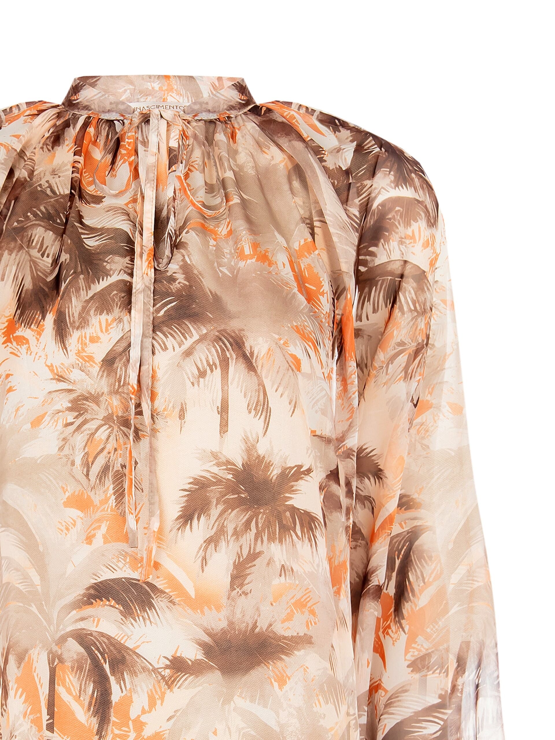 Loose And Flowing Printed Chiffon Blouse With Neck Laces Rinascimento