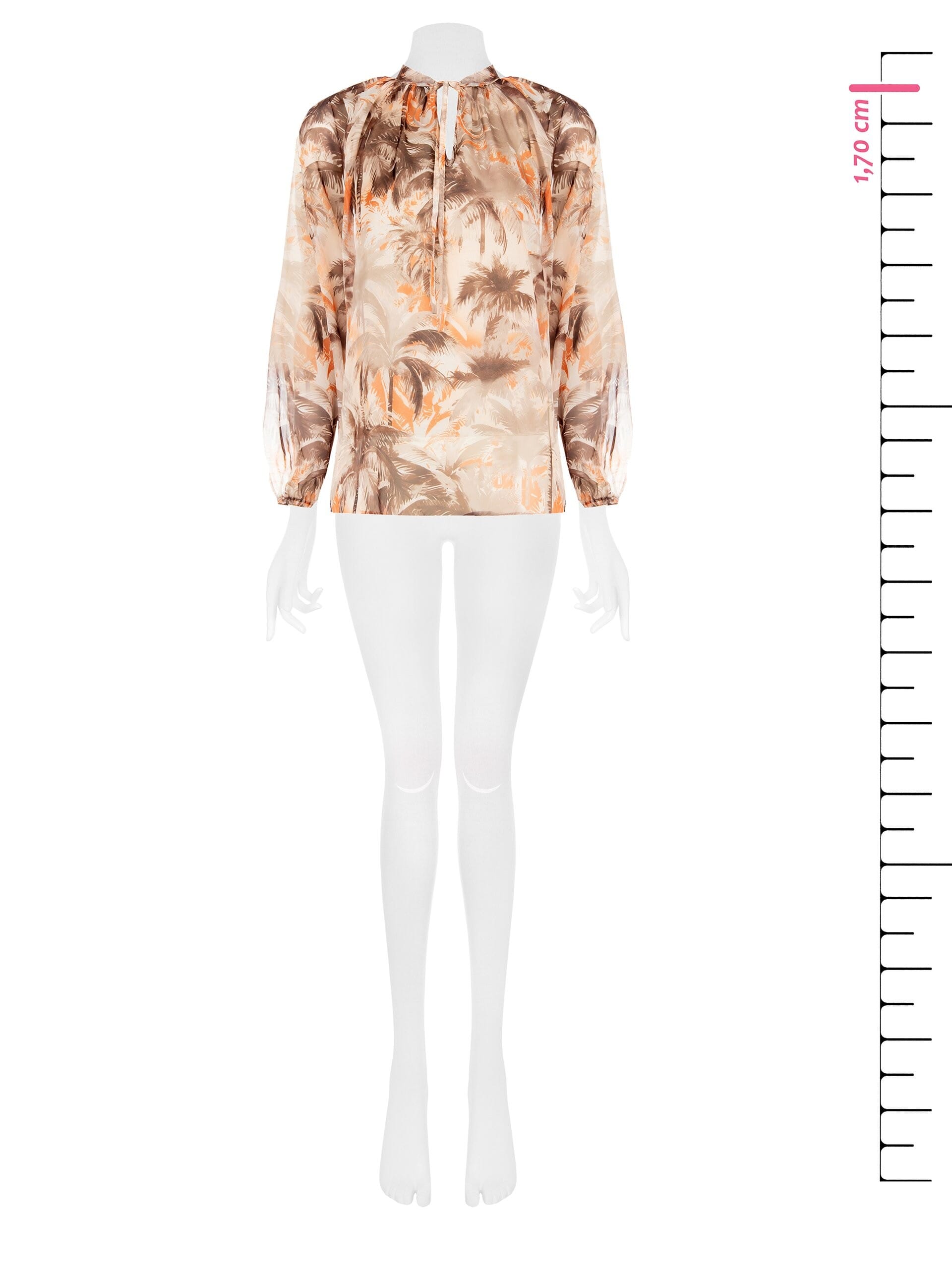 Loose And Flowing Printed Chiffon Blouse With Neck Laces Rinascimento