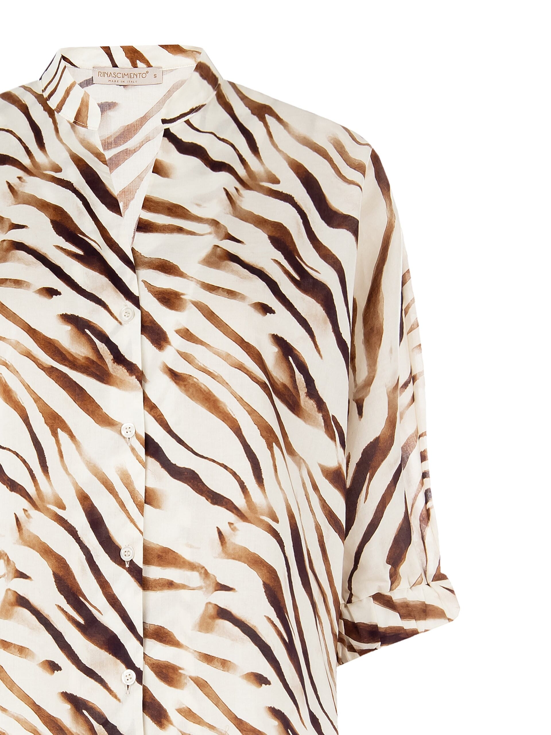 Cotton Over Shirt With Mandarin Collar And V-neck Rinascimento