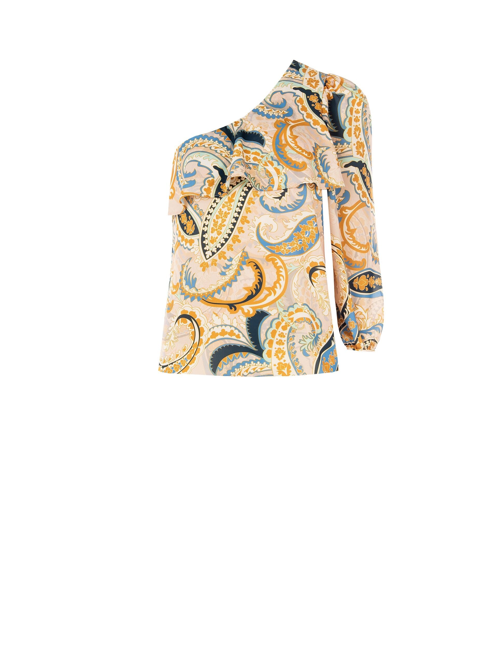 One Shoulder Pleated Top With Ruffles Rinascimento