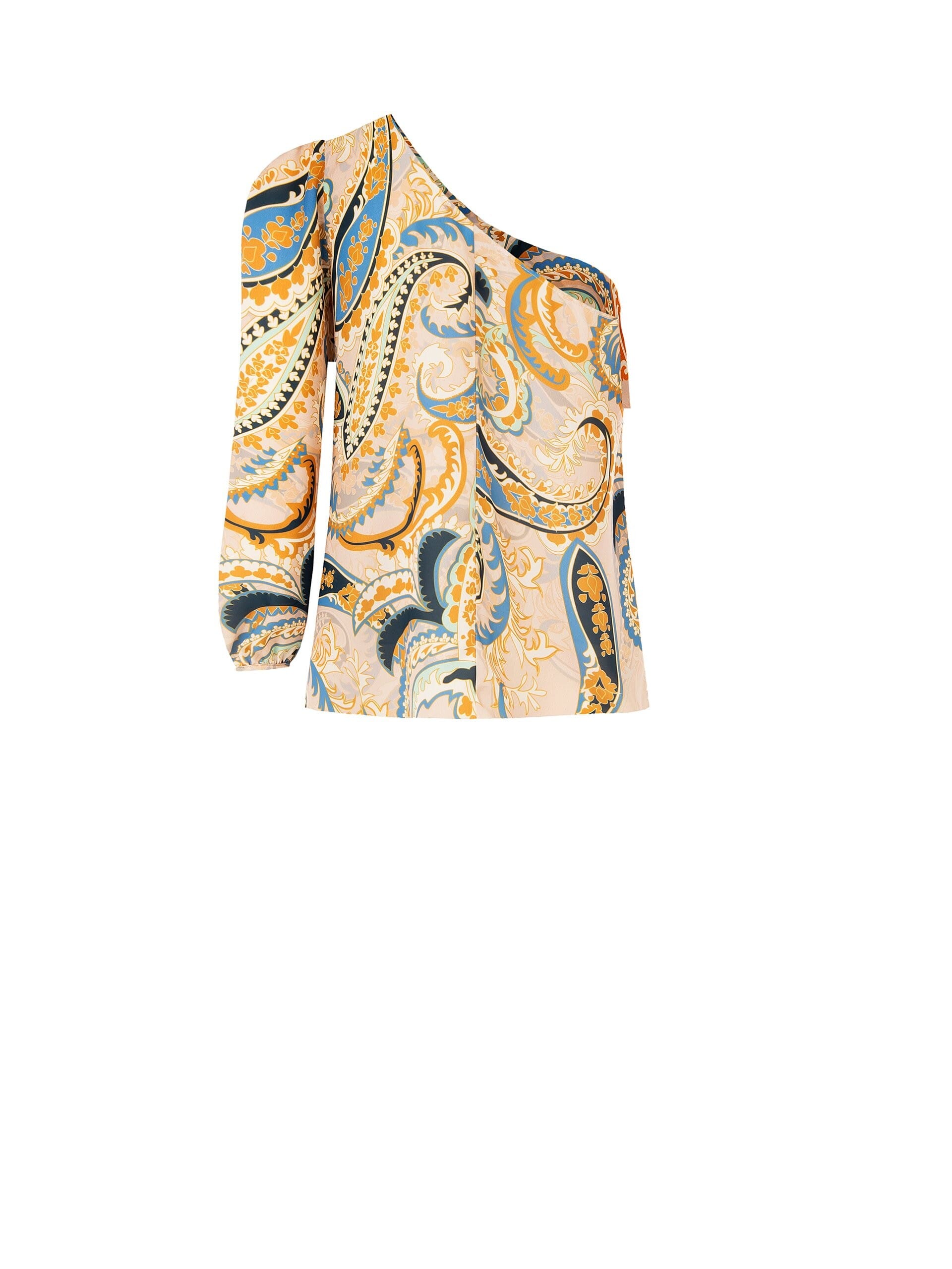 One Shoulder Pleated Top With Ruffles Rinascimento