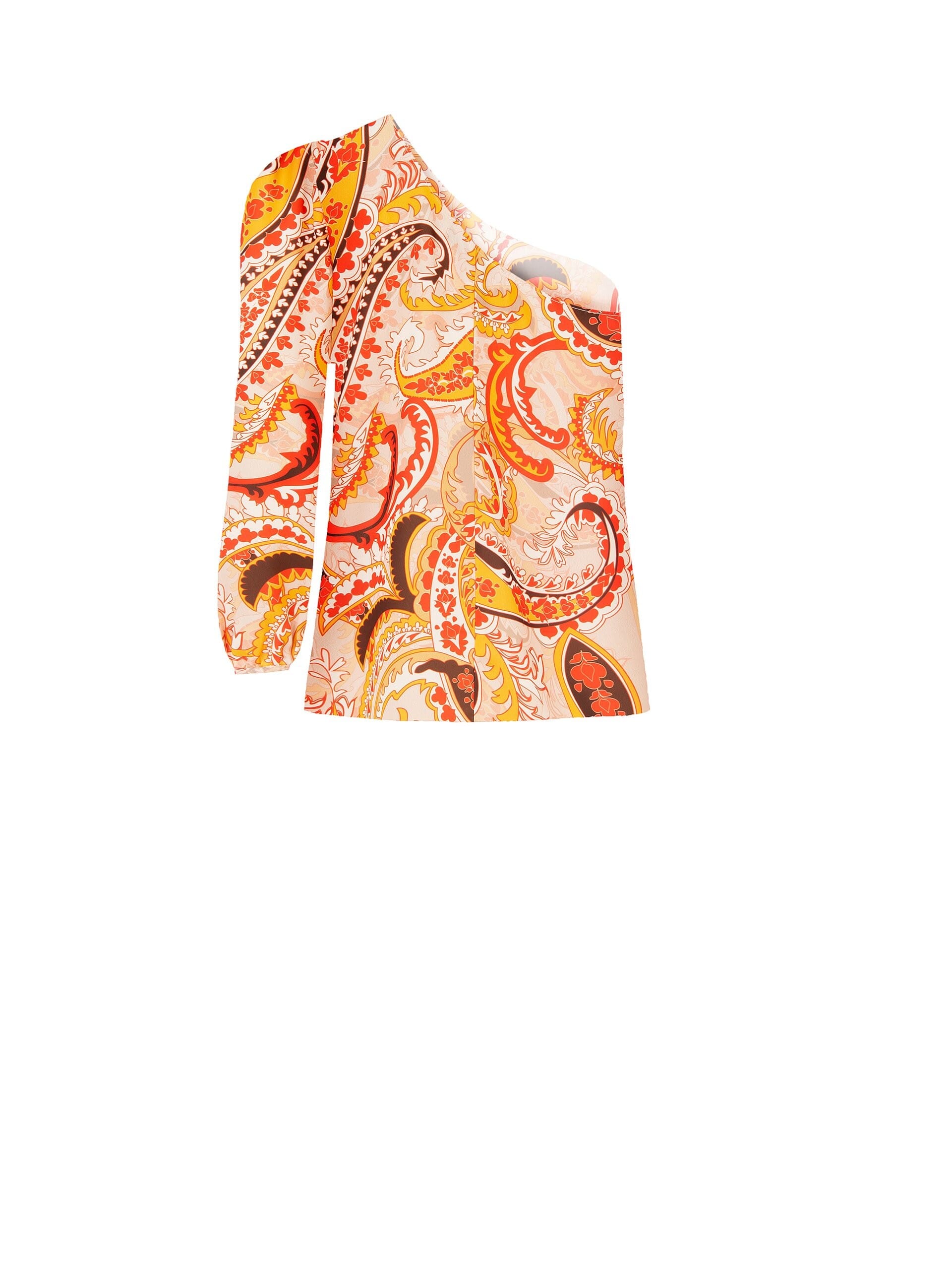 One Shoulder Pleated Top With Ruffles Rinascimento