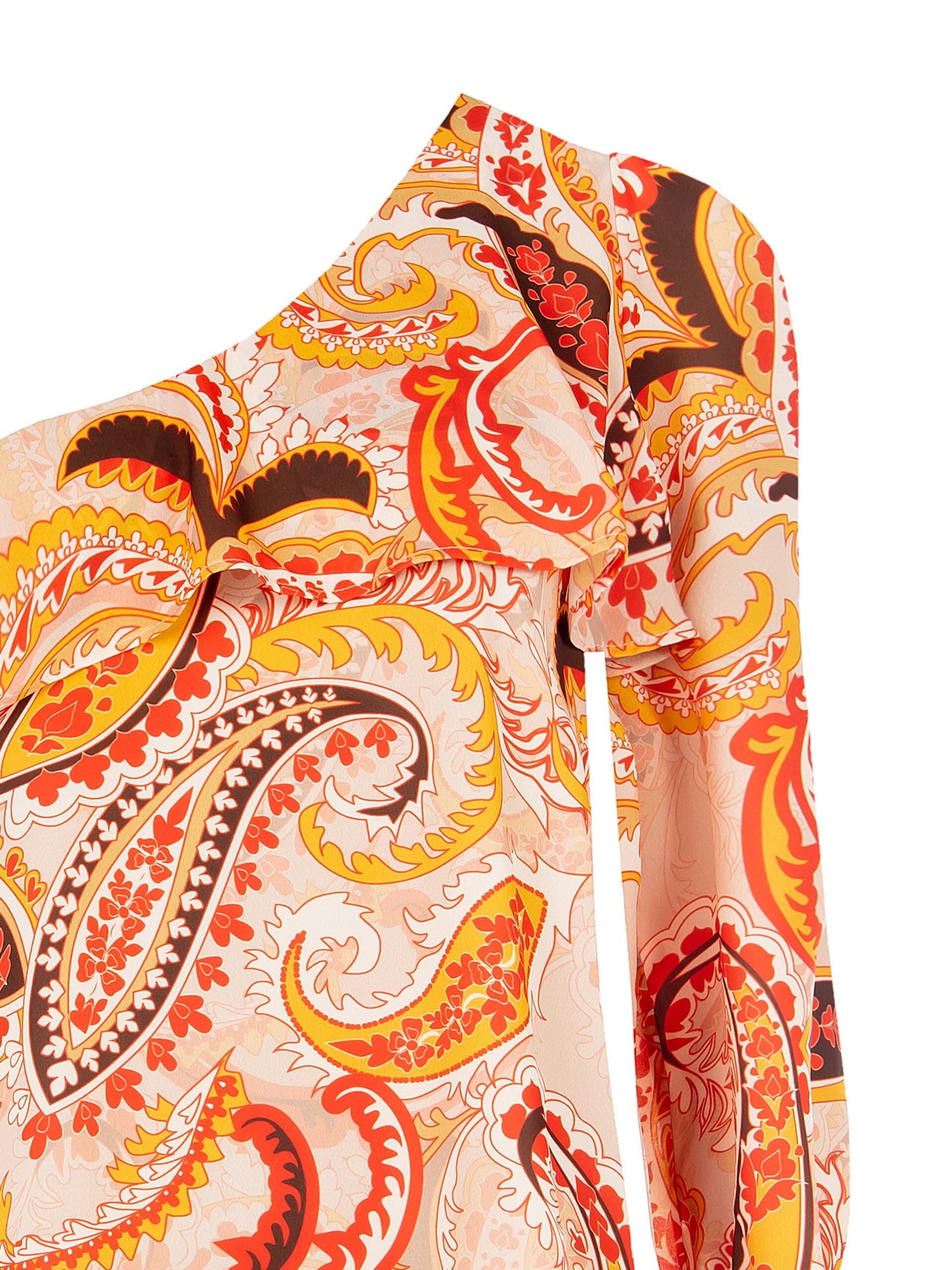 One Shoulder Pleated Top With Ruffles Rinascimento