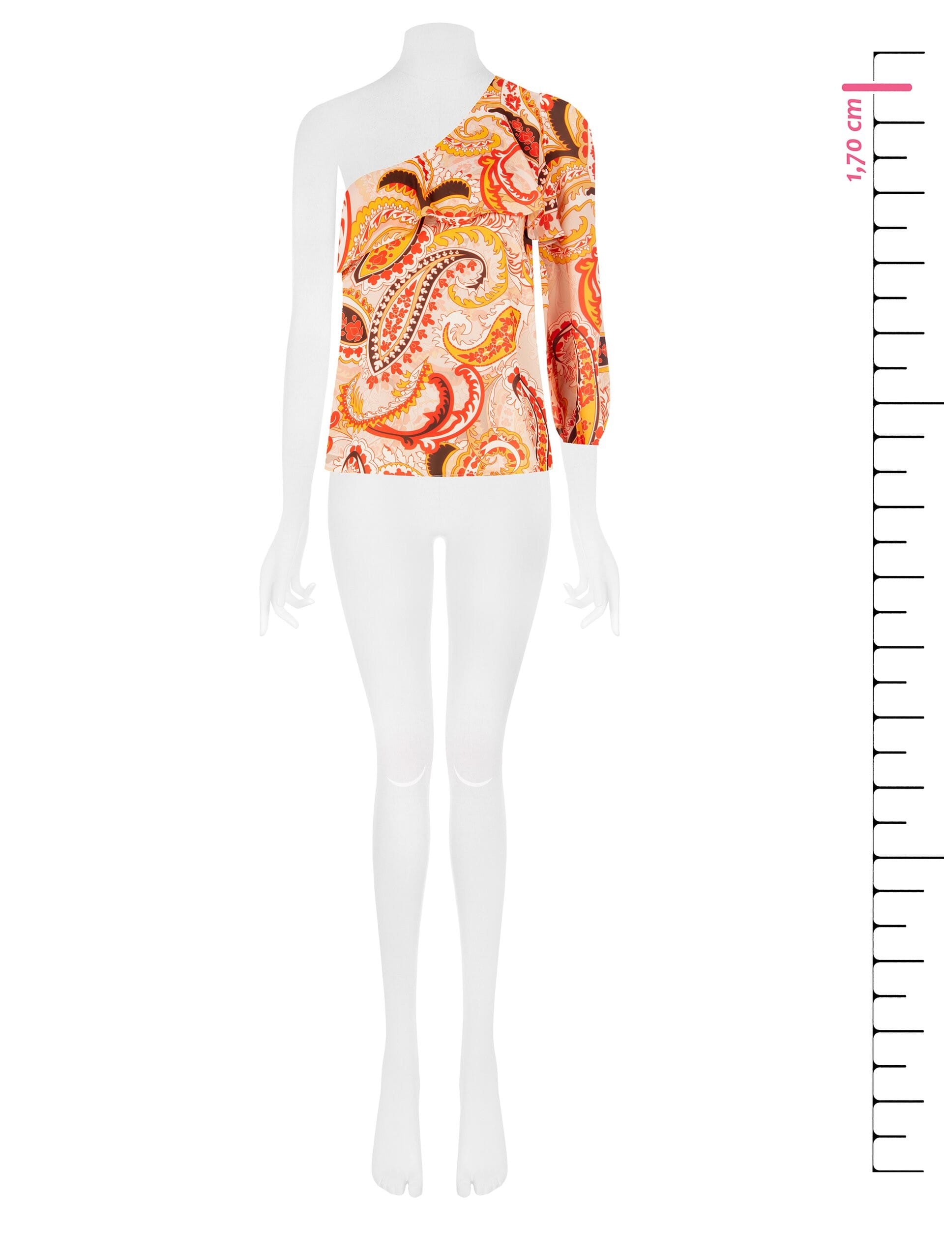 One Shoulder Pleated Top With Ruffles Rinascimento