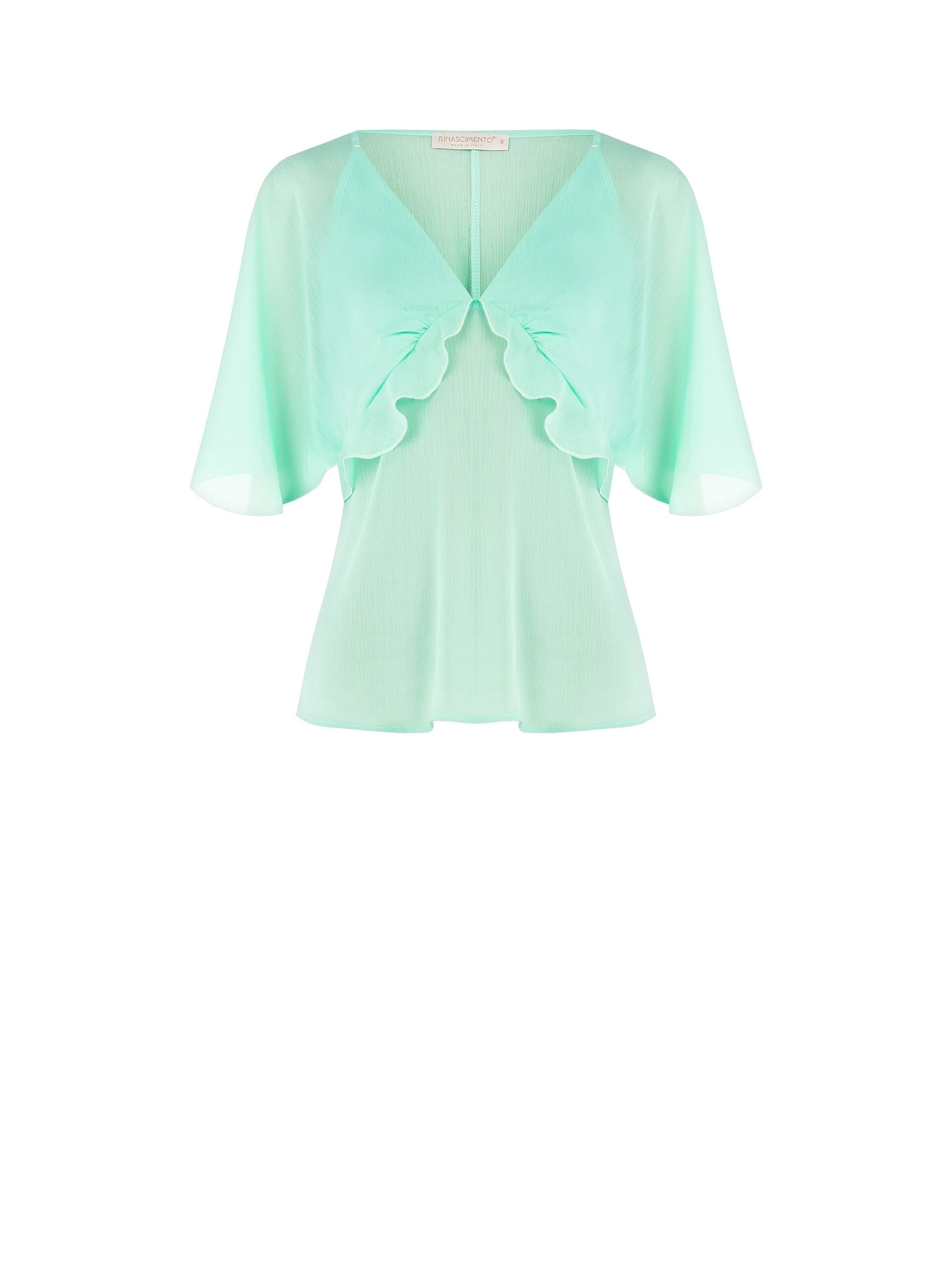 Crepon Sleeveless Blouse With Butterfly Sleeves Rinascimento