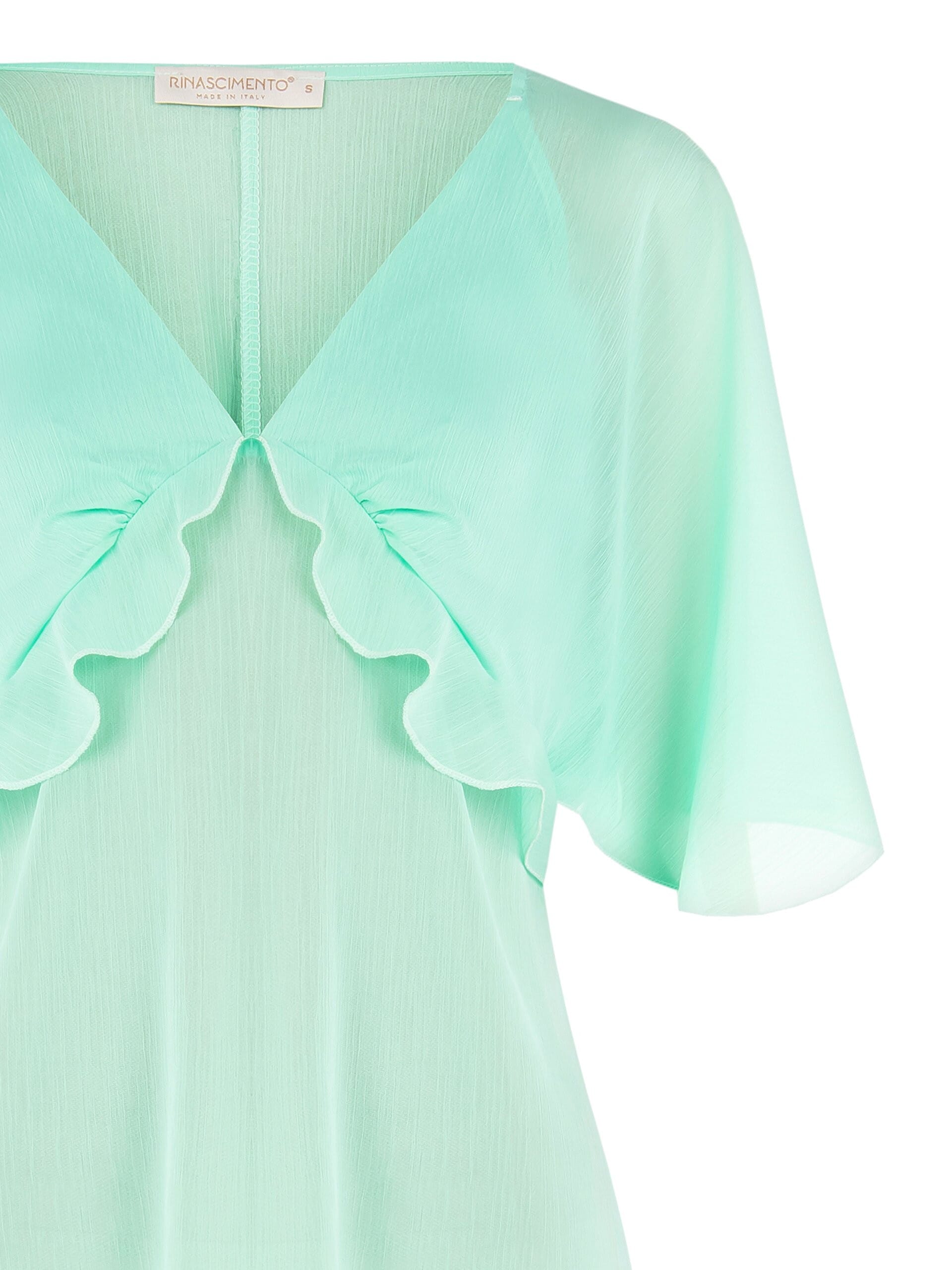 Crepon Sleeveless Blouse With Butterfly Sleeves Rinascimento