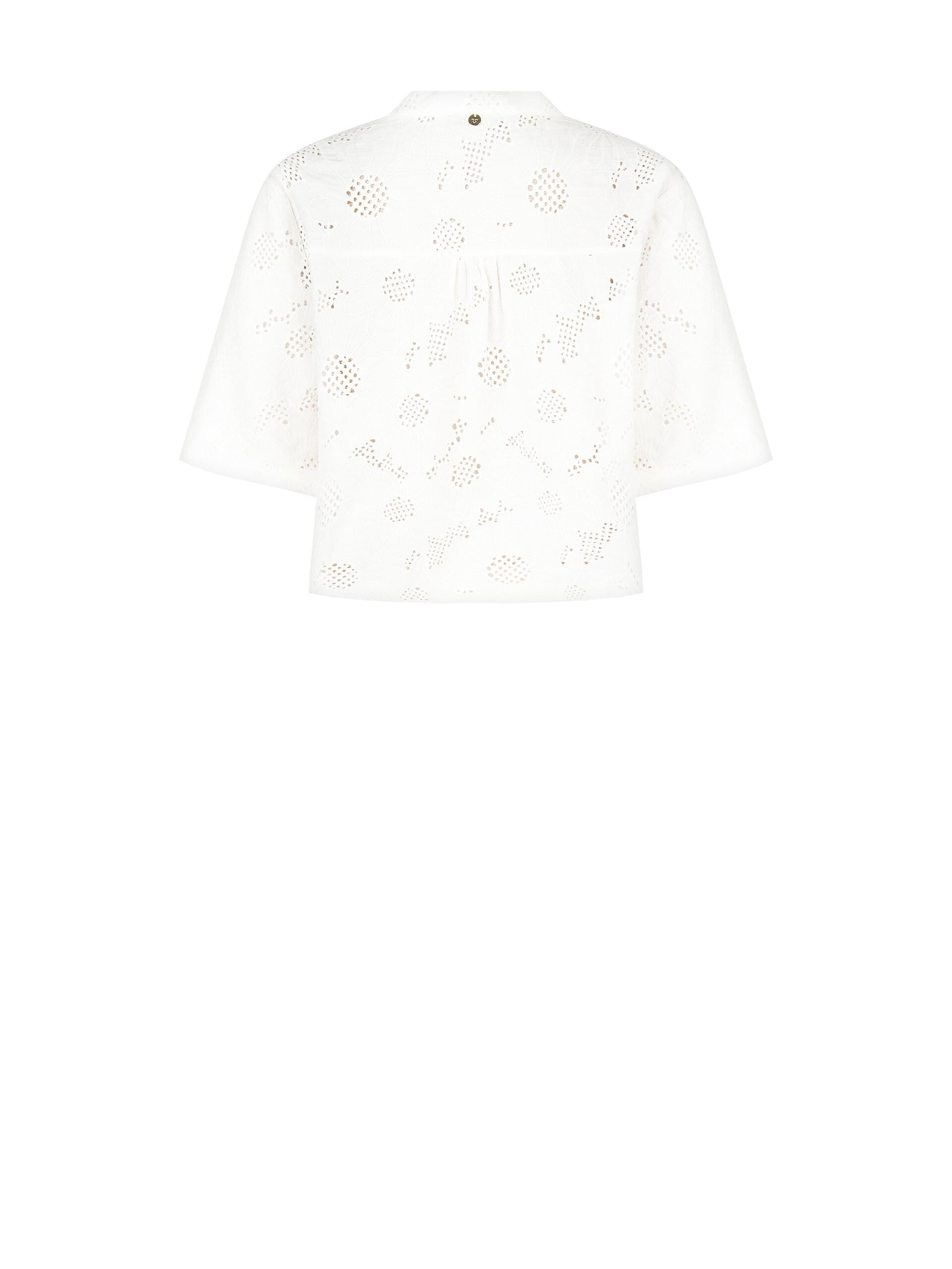 Camicia Ampia In Misto Cotone Ricamata A Fiori E Traforata Con Scollo A V Rinascimento