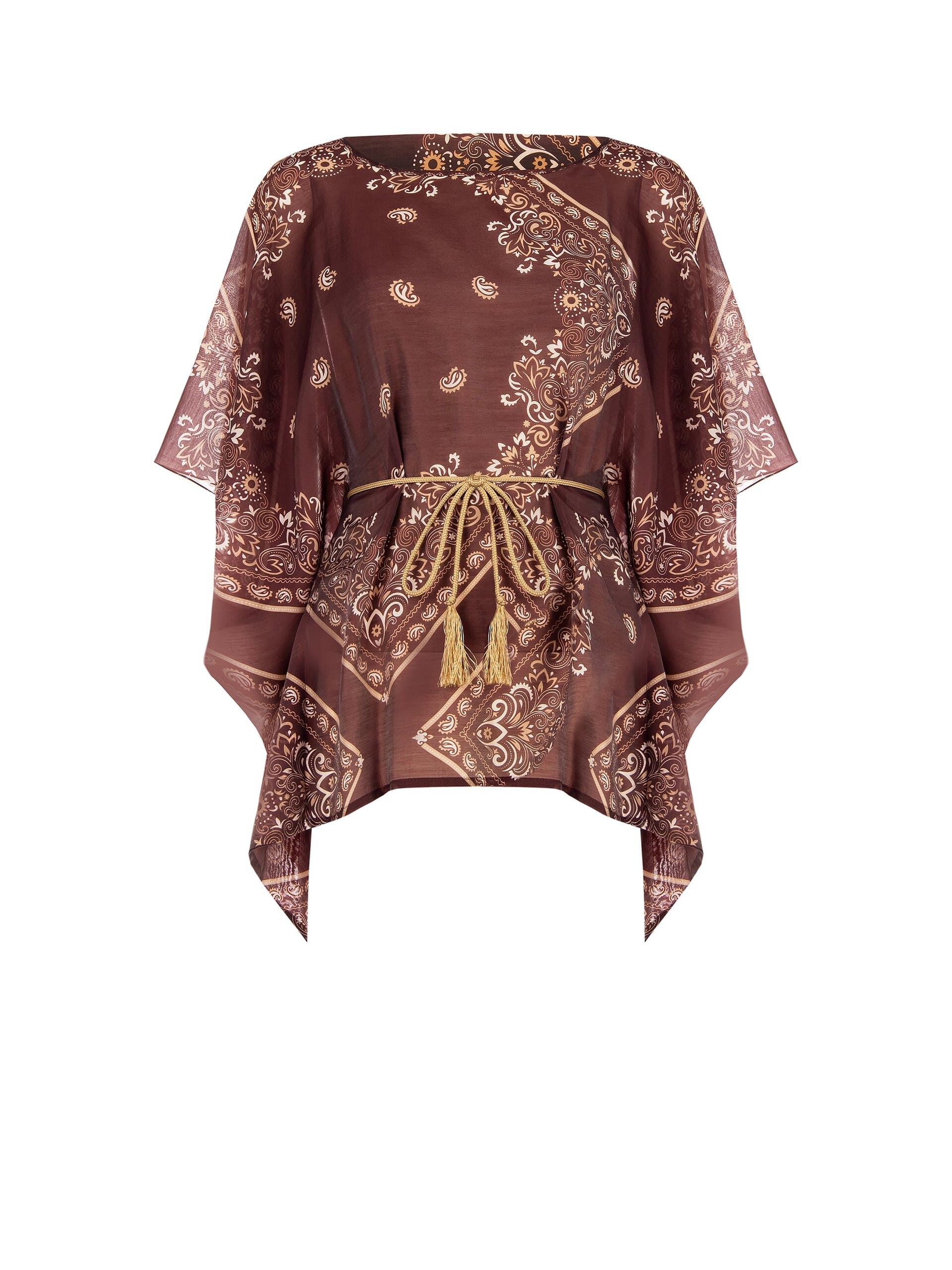 Viscose Kimono Blouse With Matching Rope Belt Rinascimento