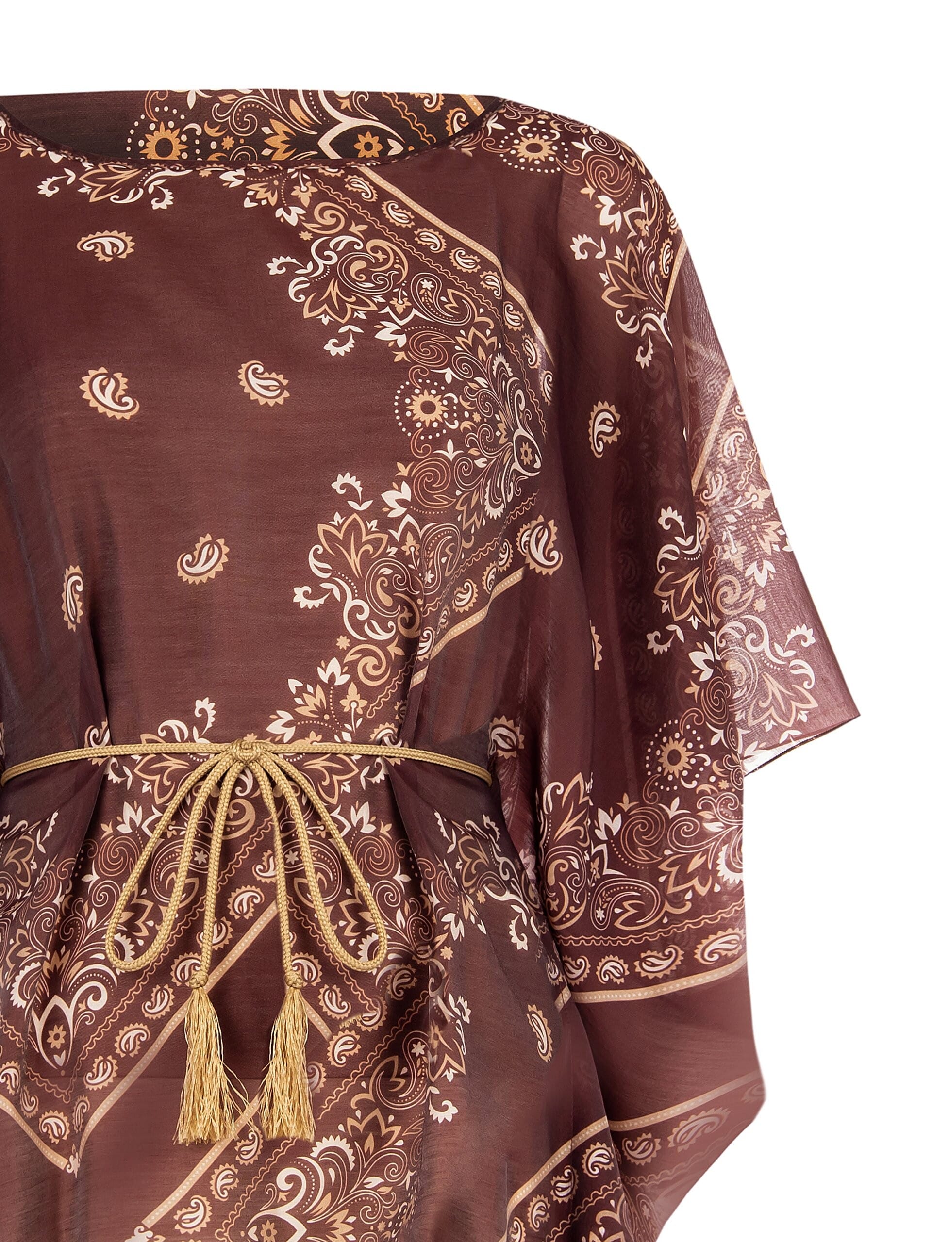 Viscose Kimono Blouse With Matching Rope Belt Rinascimento