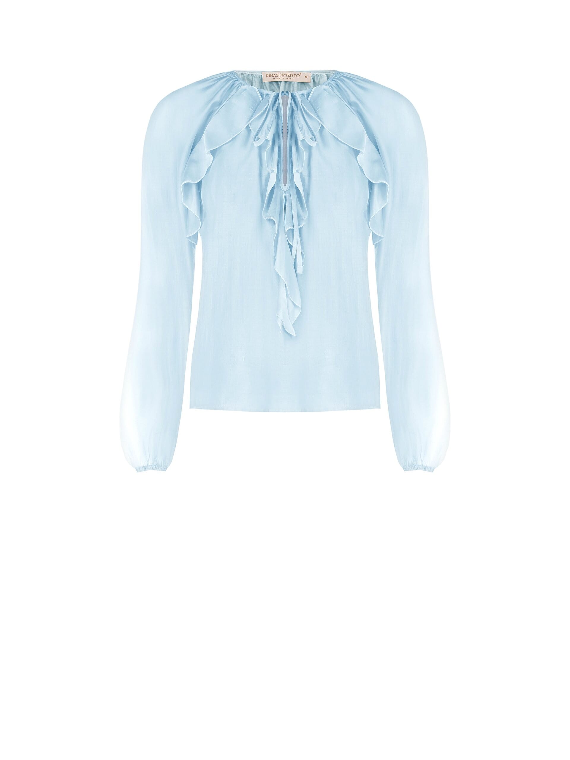 Blusa In Tessuto Leggero Semitrasparente Con Volant Rinascimento
