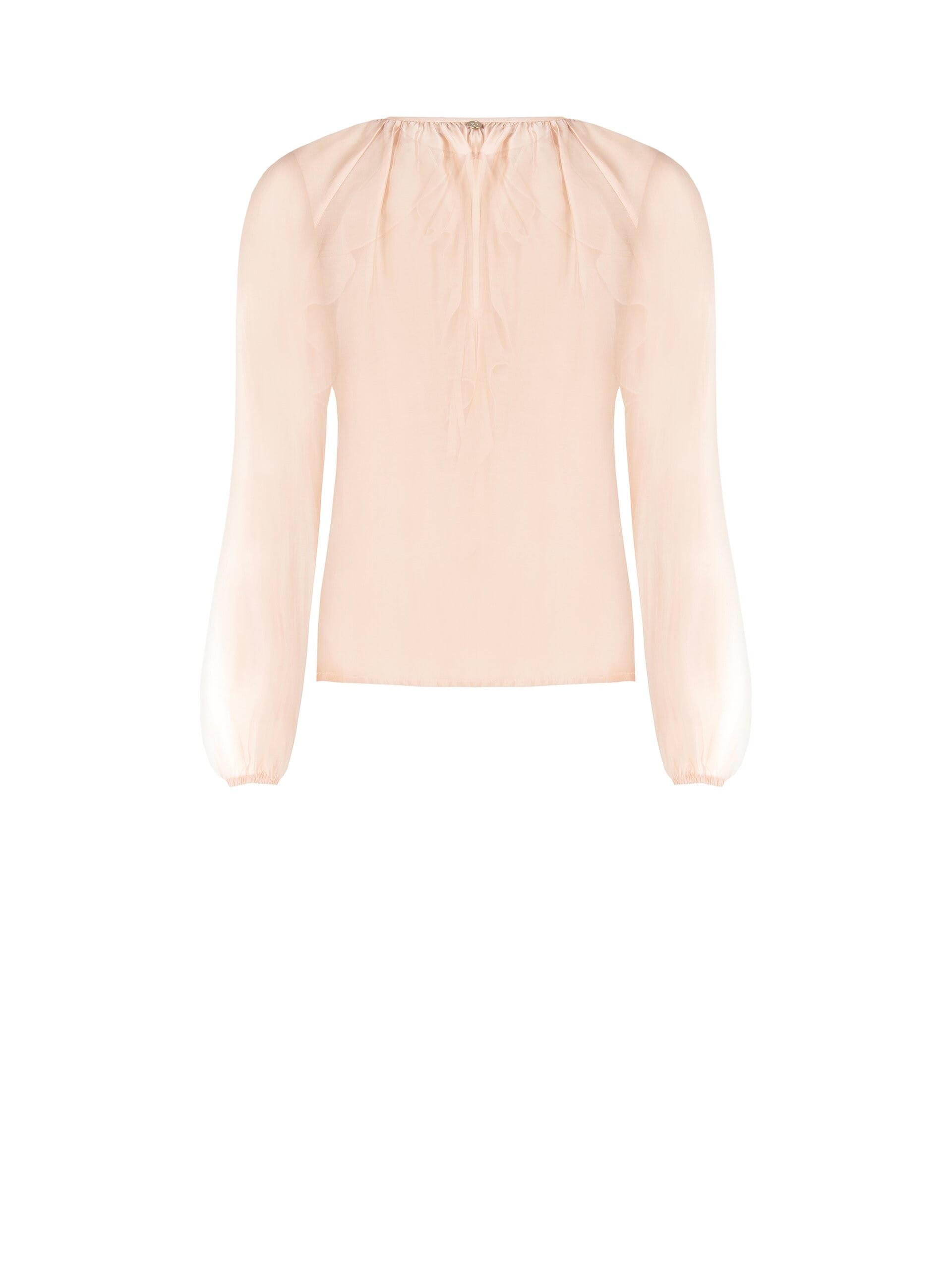 Blusa In Tessuto Leggero Semitrasparente Con Volant Rinascimento