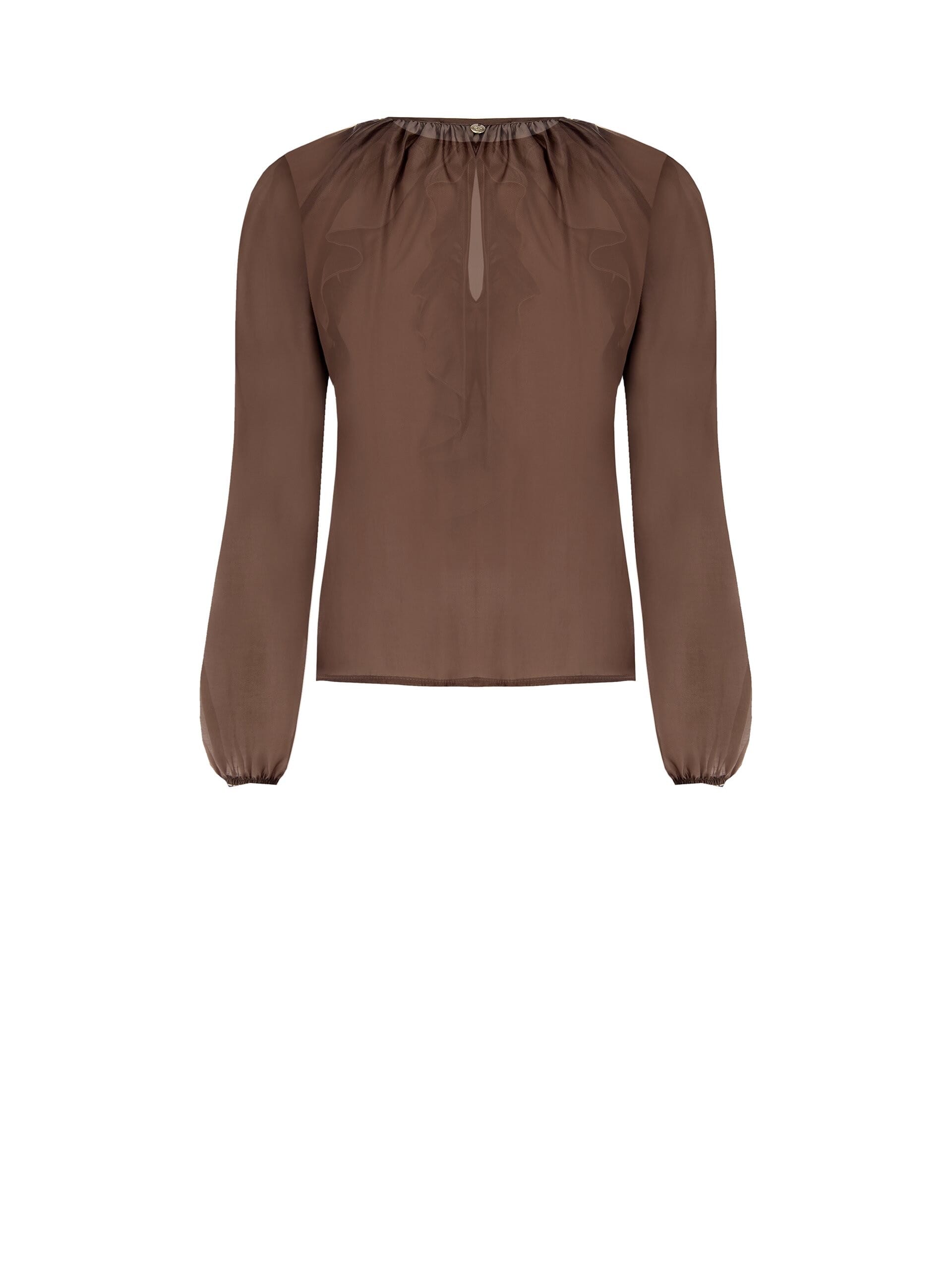 Blusa In Tessuto Leggero Semitrasparente Con Volant Rinascimento