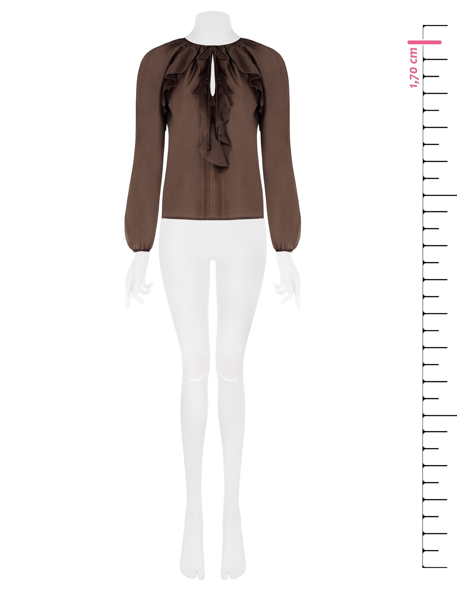 Blusa In Tessuto Leggero Semitrasparente Con Volant Rinascimento