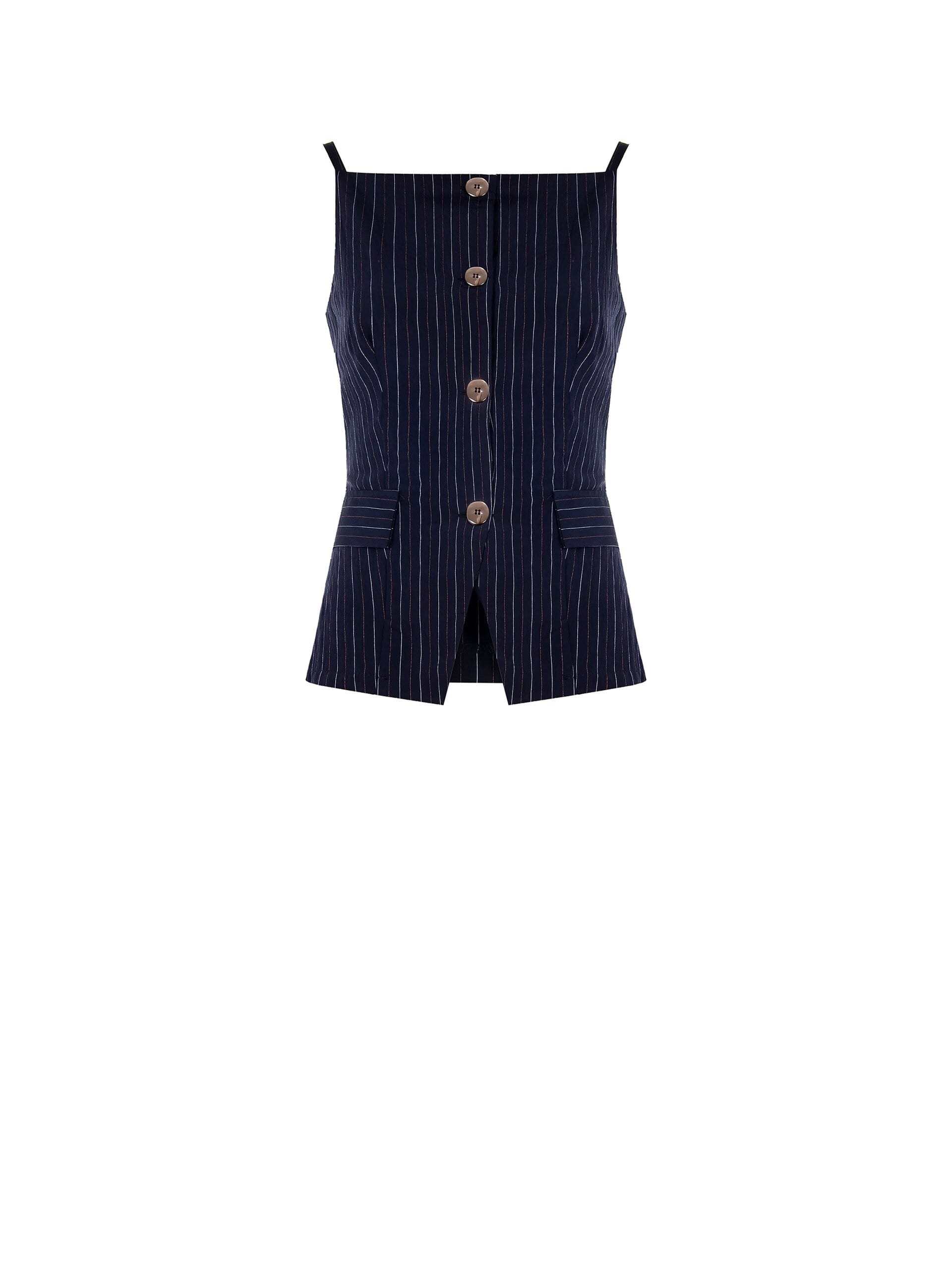 Lightly Wrinkled Pinstripe Vests with Laced Back Rinascimento