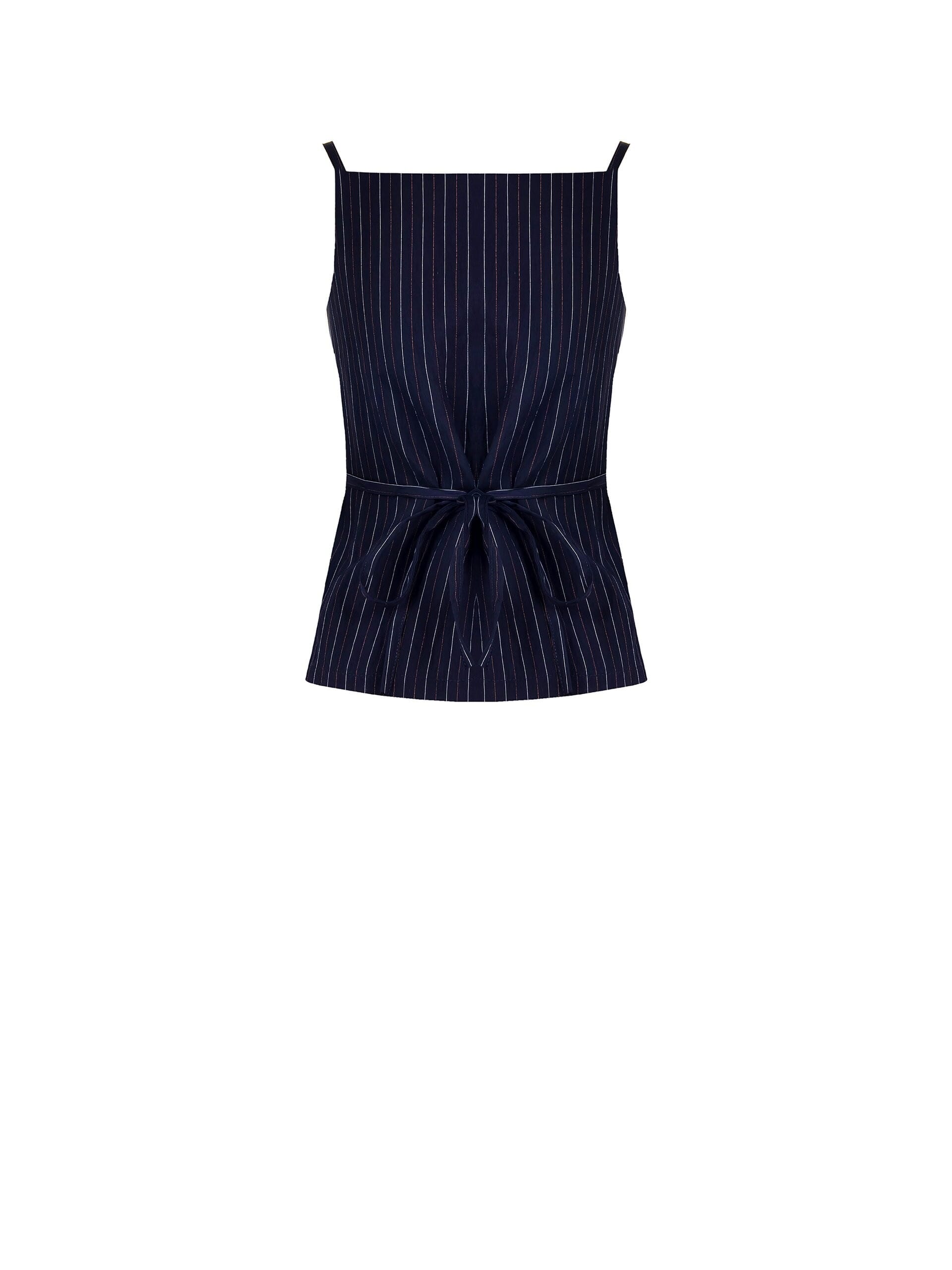 Lightly Wrinkled Pinstripe Vests with Laced Back Rinascimento