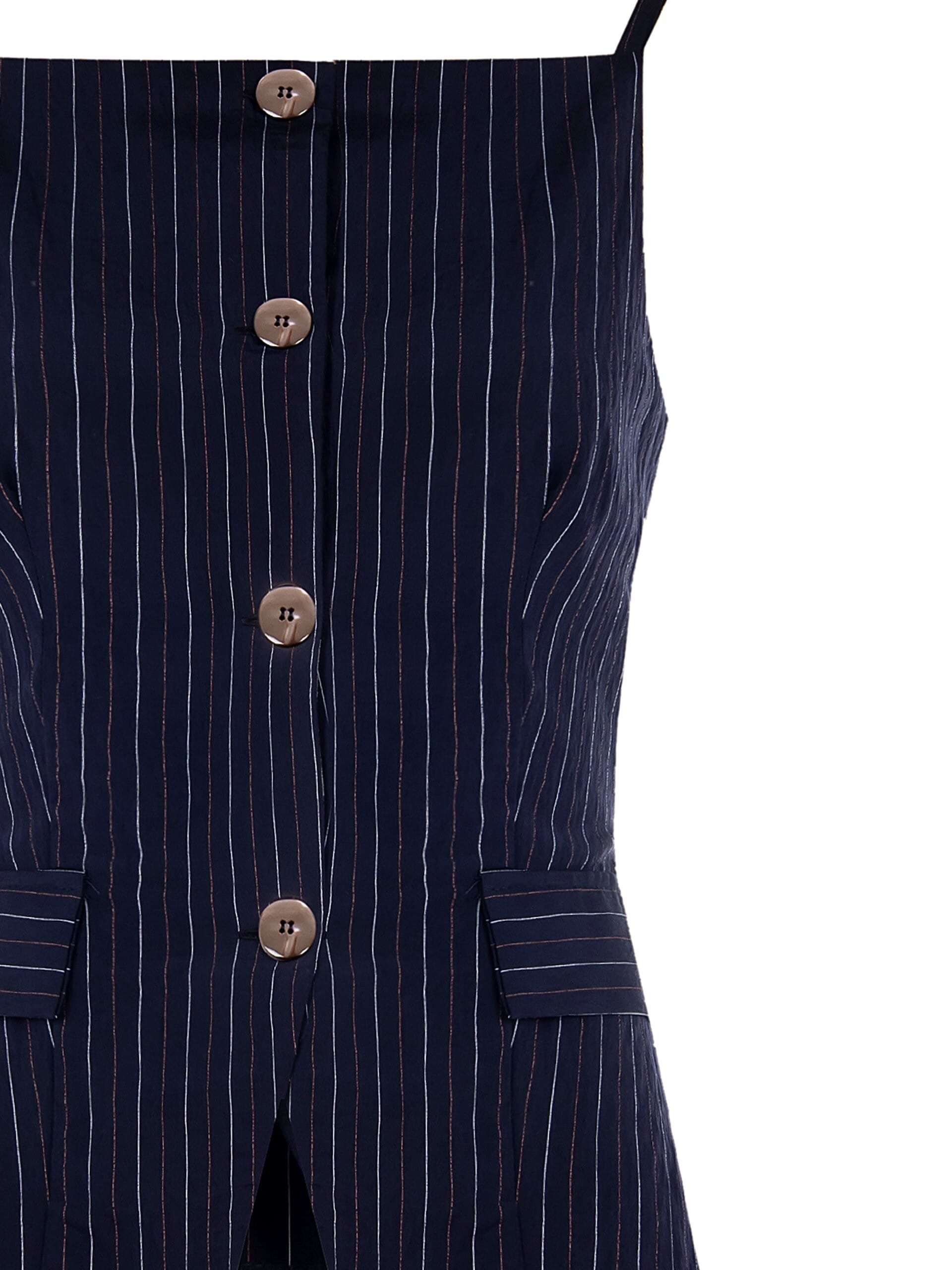 Lightly Wrinkled Pinstripe Vests with Laced Back Rinascimento