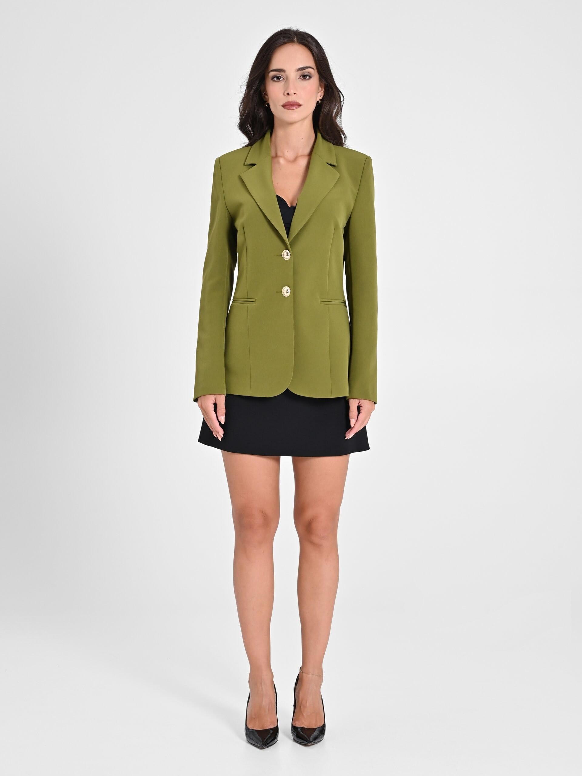 Technical Fabric Blazer Jacket With Logo Buttons Rinascimento