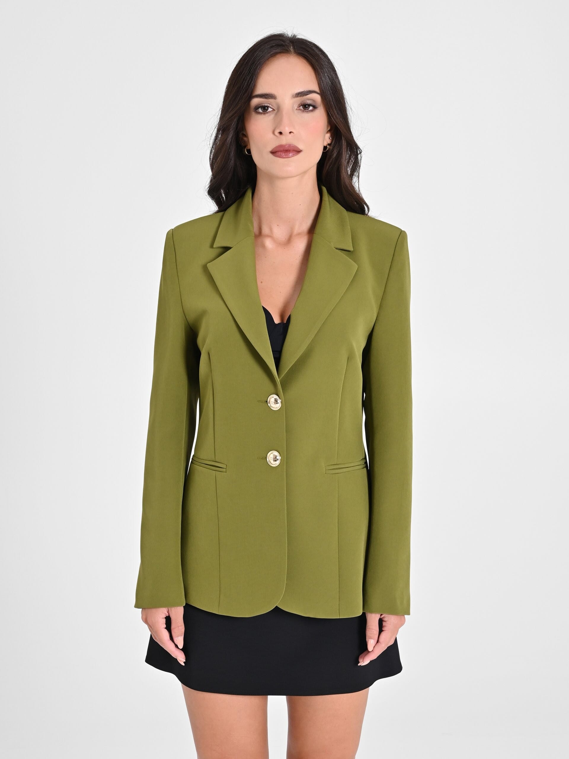 Technical Fabric Blazer Jacket With Logo Buttons Rinascimento