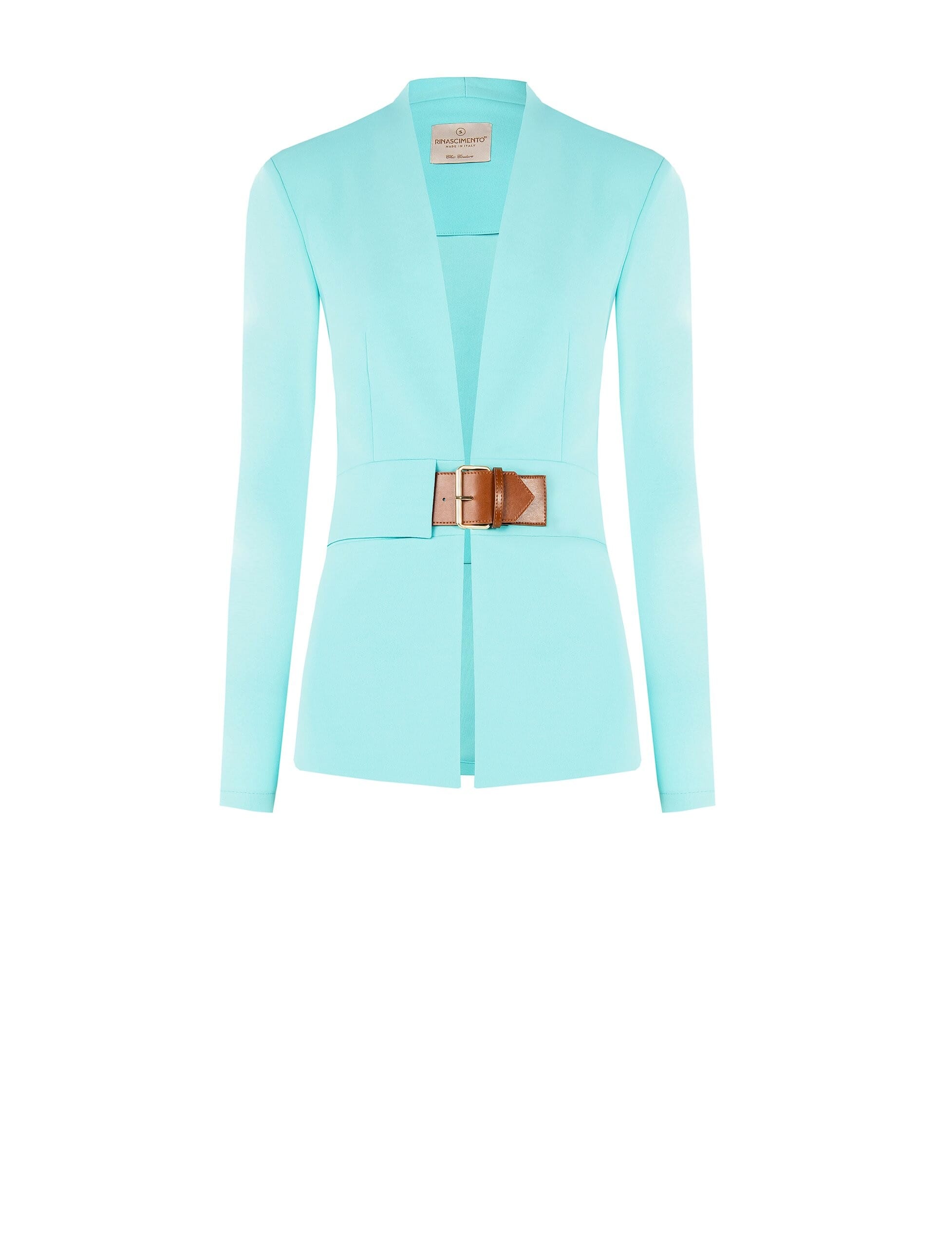 Jacket In Scuba Crepe Without Revers With Leatherette Strap Rinascimento