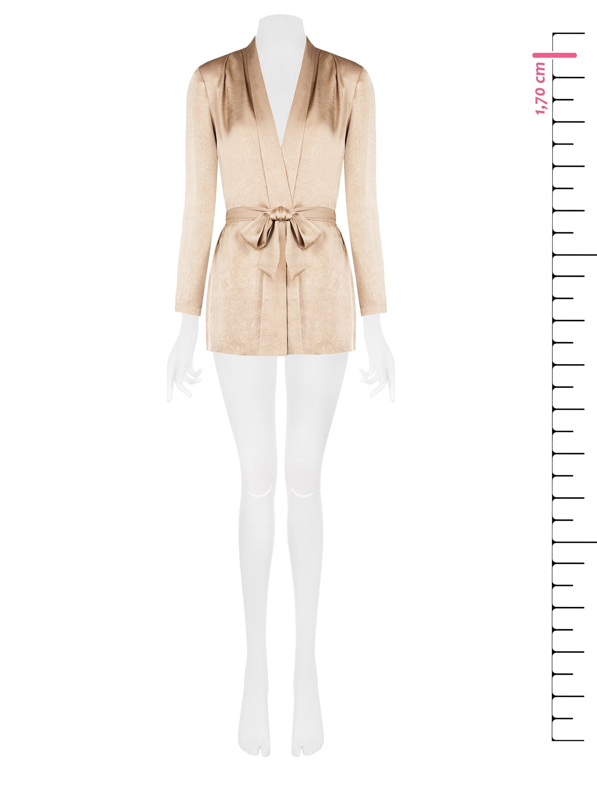 Lightly Wrinkled Satin Open Jacket with Epaulettes and Coordinated Belt Rinascimento