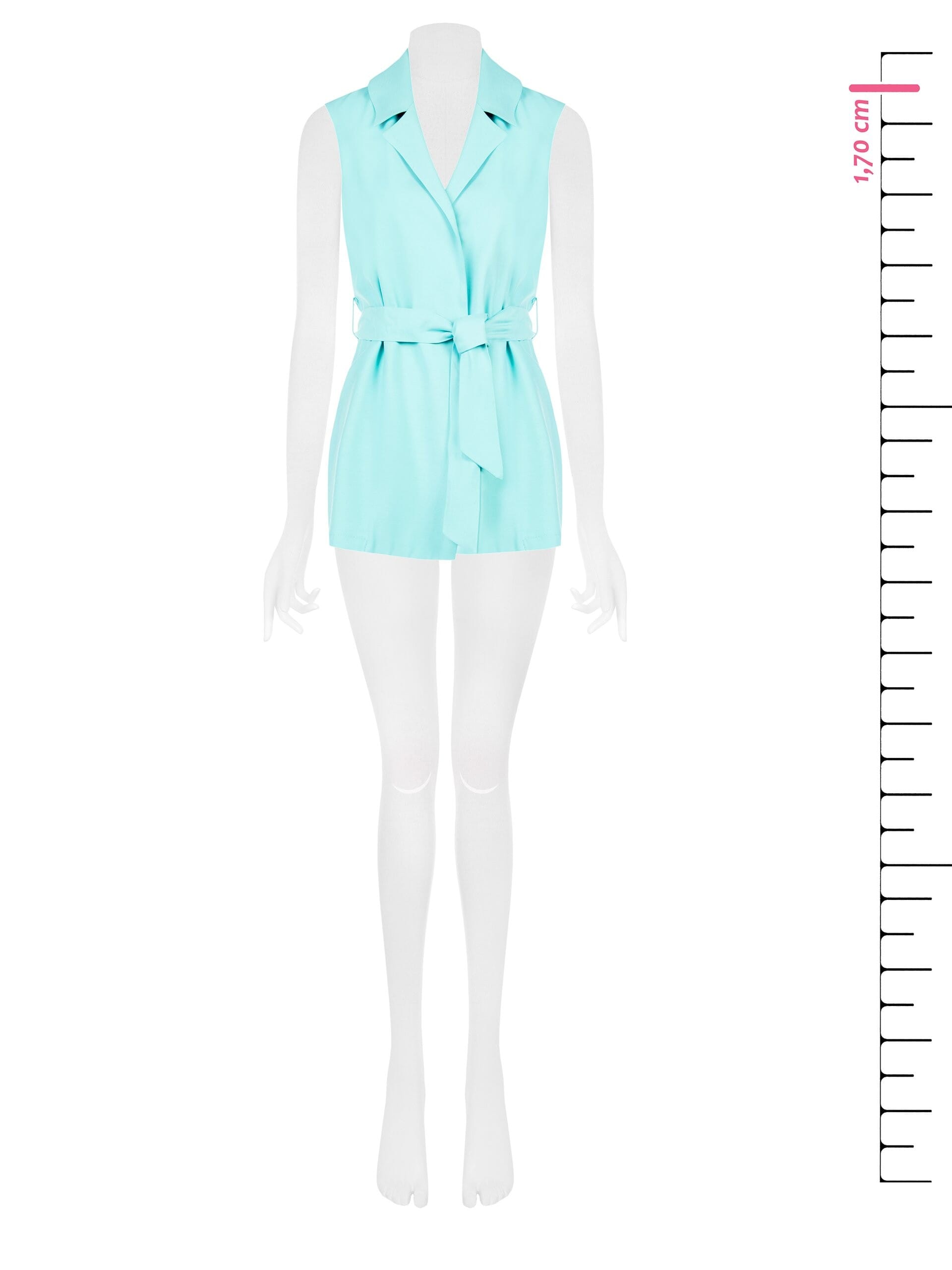 Lightly Wrinkled Viscose Open Long Waistcoat with Coordinated Belt Rinascimento