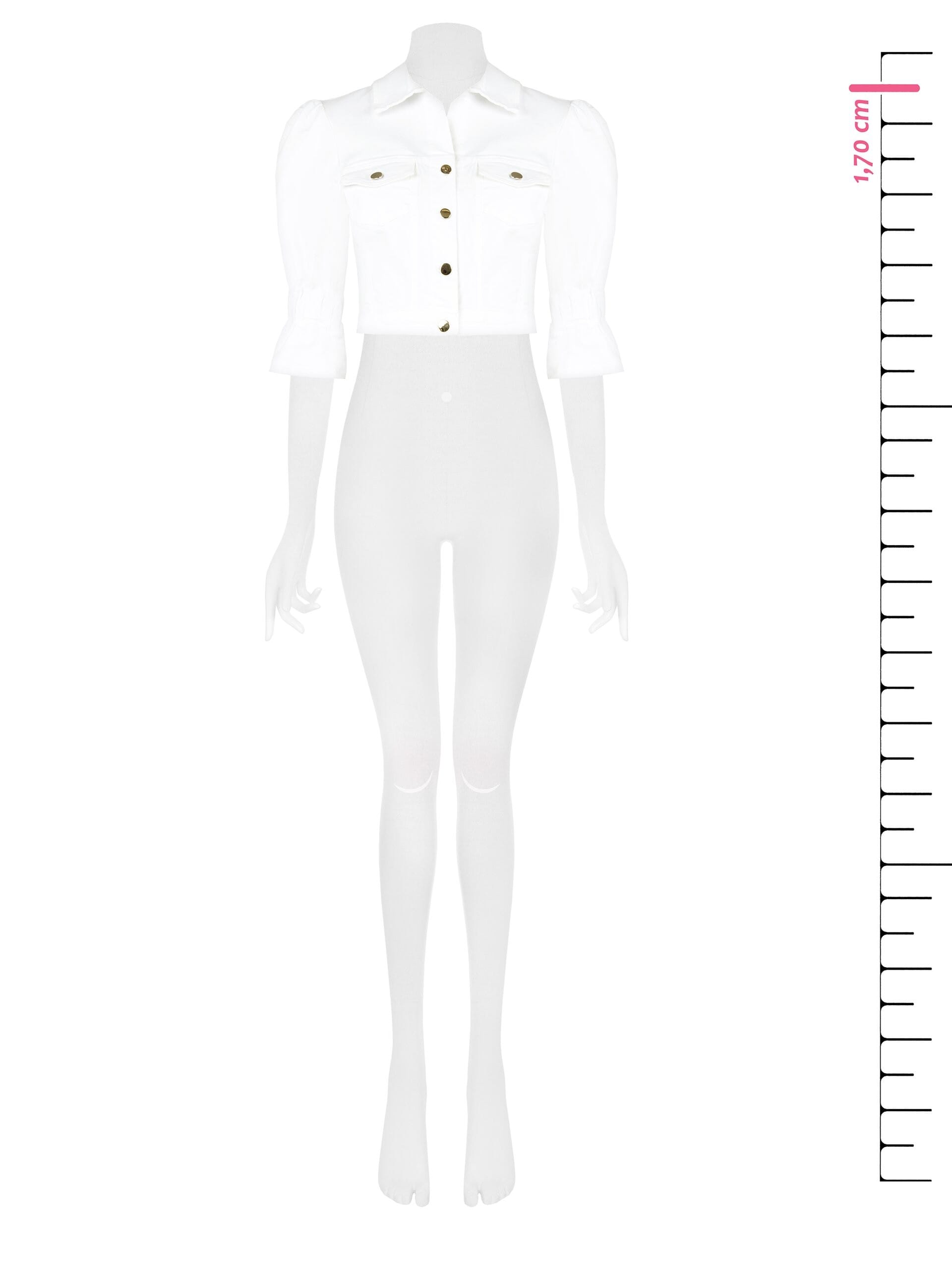 Crop Denim Stretch Jacket With Pockets Rinascimento