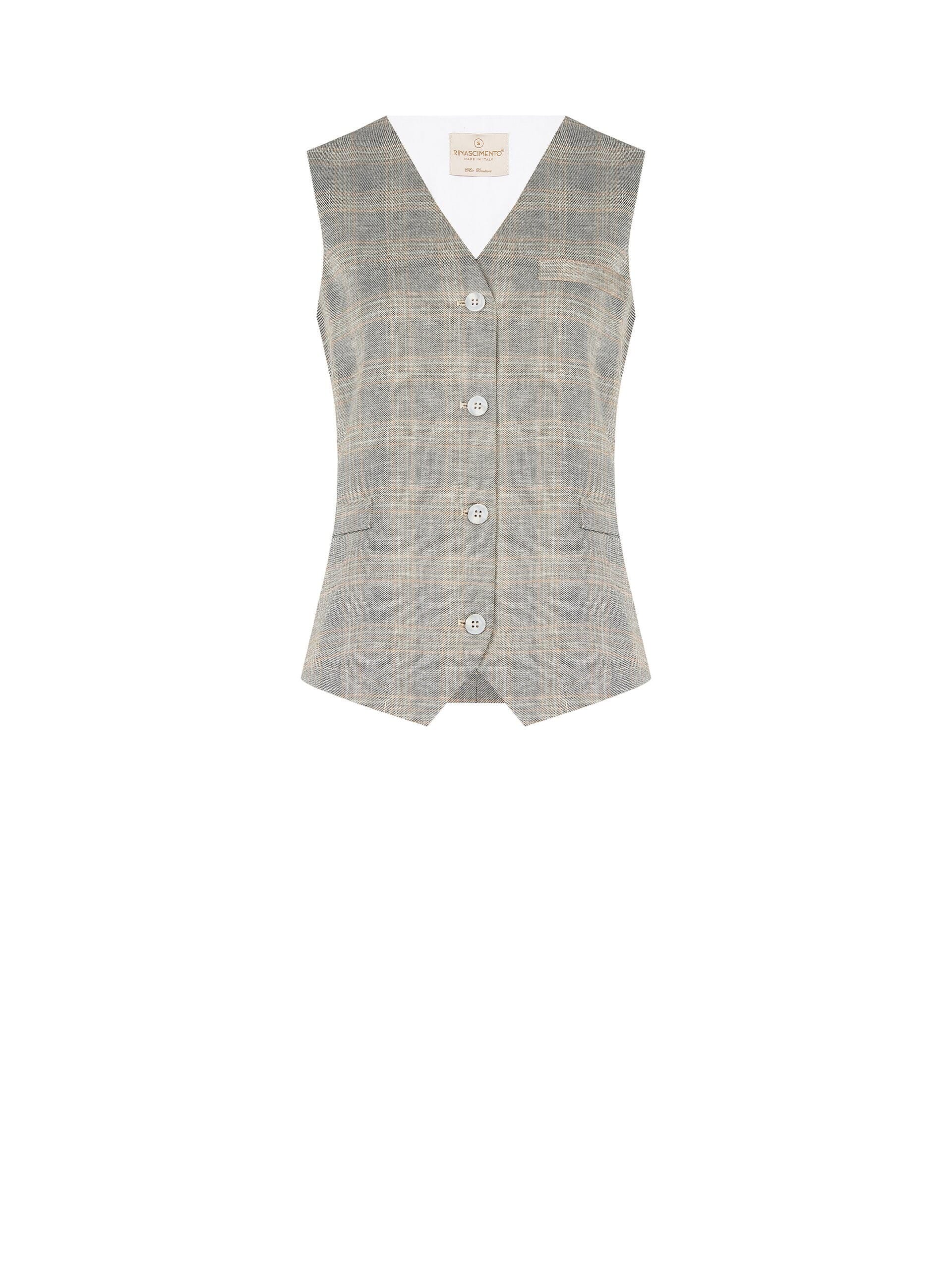 Rinascimento Check Cotton Linen Blend Wide Waistcoat