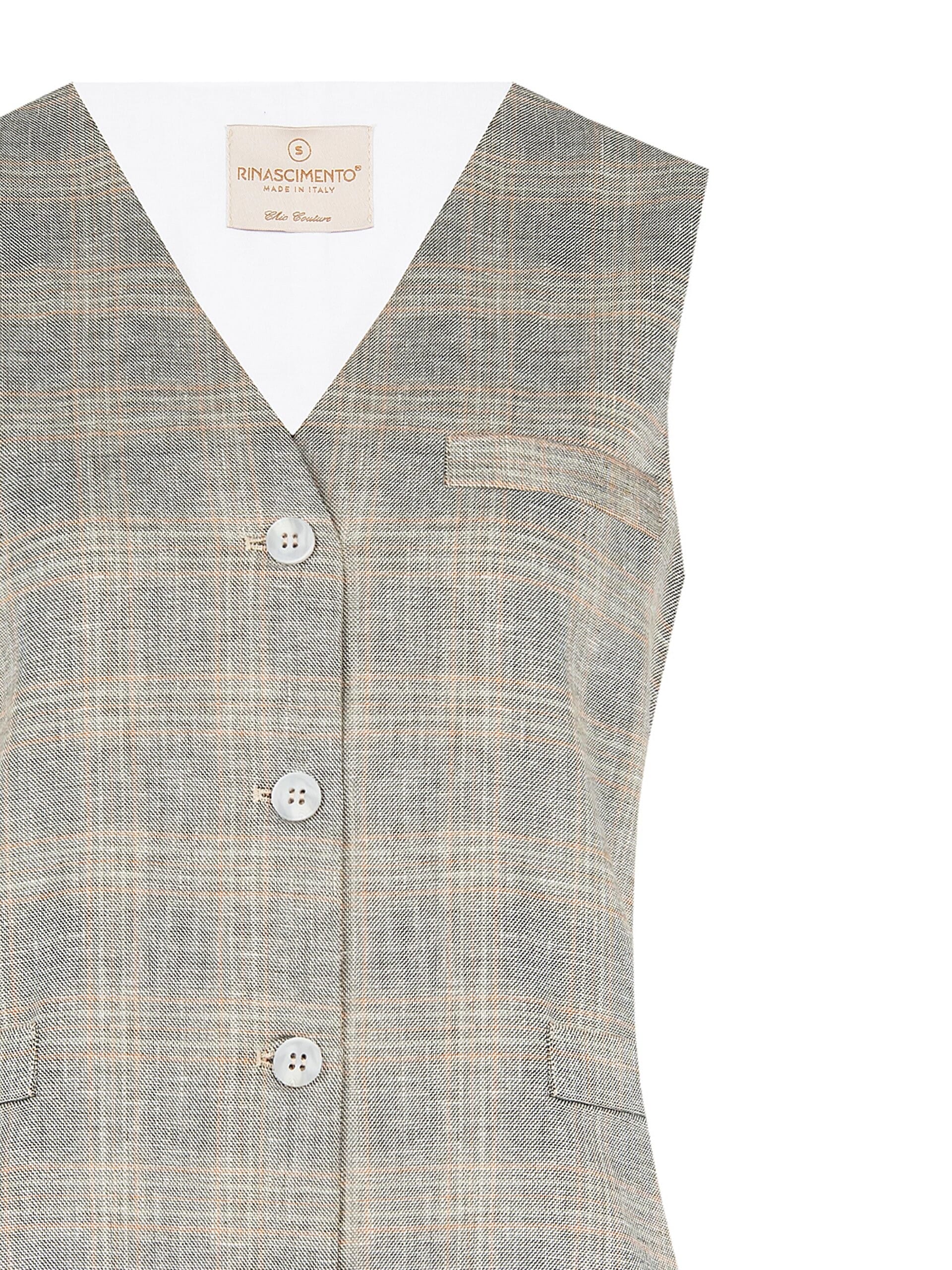 Rinascimento Check Cotton Linen Blend Wide Waistcoat