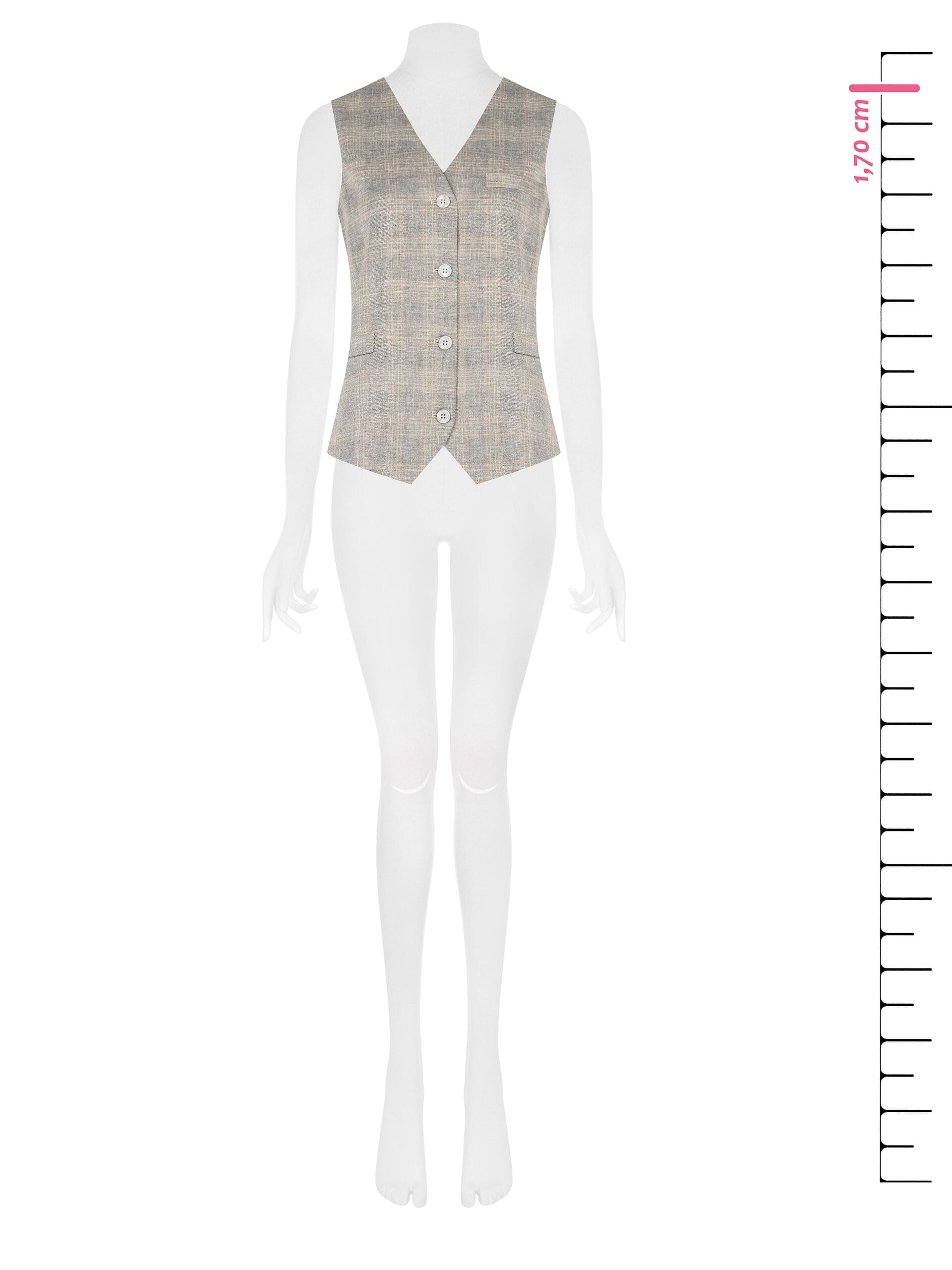 Rinascimento Check Cotton Linen Blend Wide Waistcoat